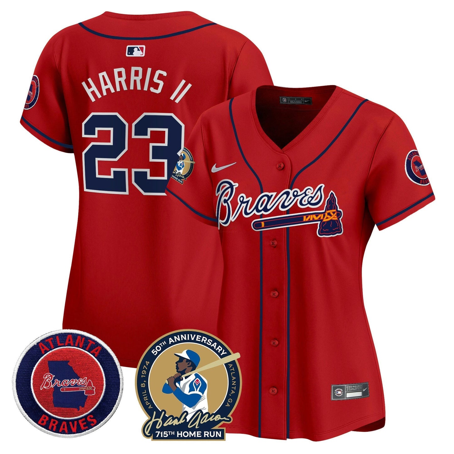 Camisa MLB Women’s Atlanta Hank Aaron 715th Home Run Patch Vapor Premier Limited Jersey