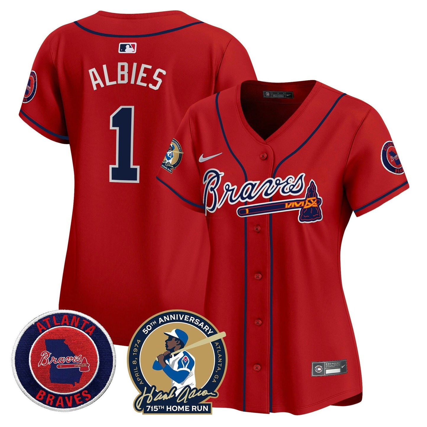 Camisa MLB Women’s Atlanta Hank Aaron 715th Home Run Patch Vapor Premier Limited Jersey