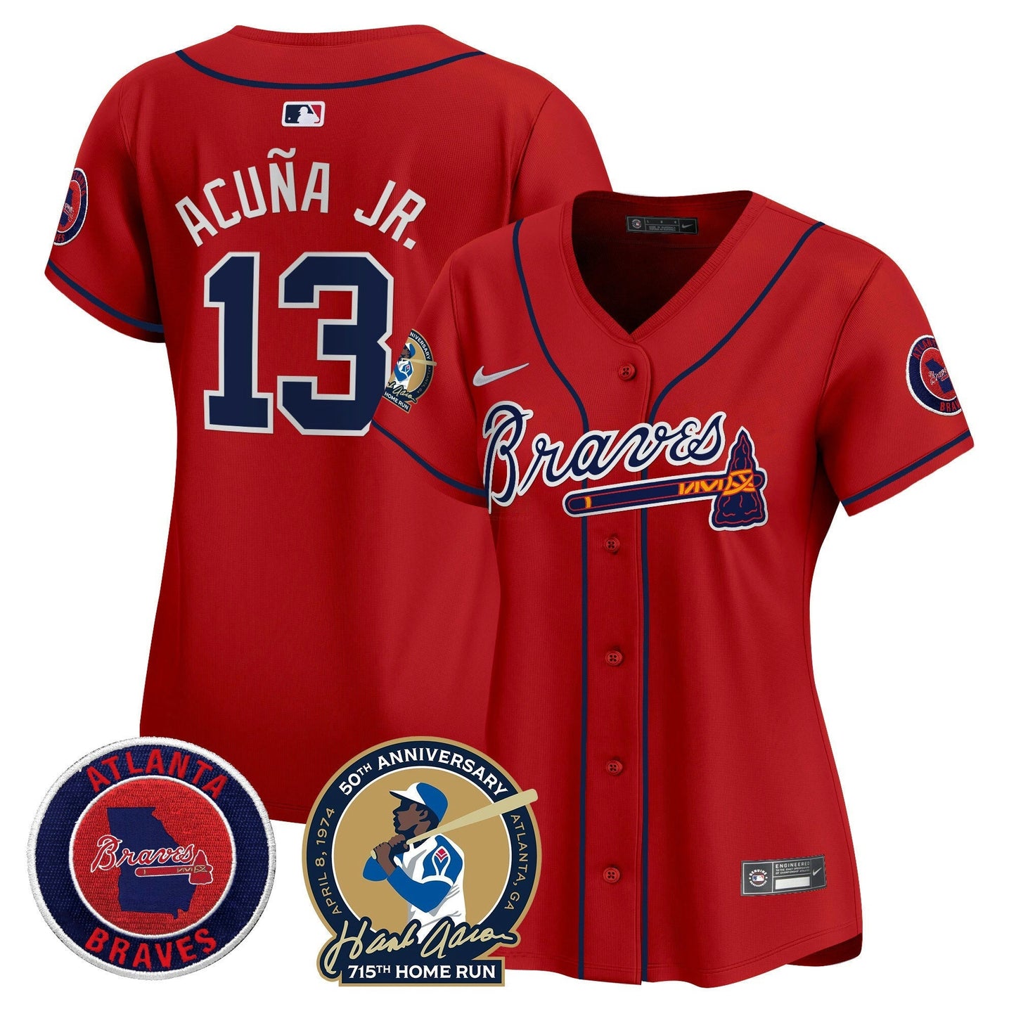 Camisa MLB Women’s Atlanta Hank Aaron 715th Home Run Patch Vapor Premier Limited Jersey