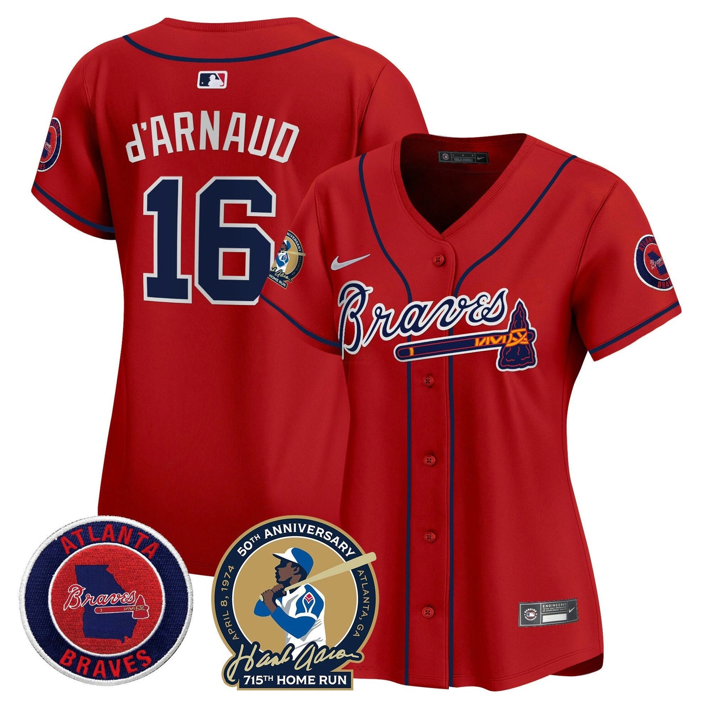 Camisa MLB Women’s Atlanta Hank Aaron 715th Home Run Patch Vapor Premier Limited Jersey