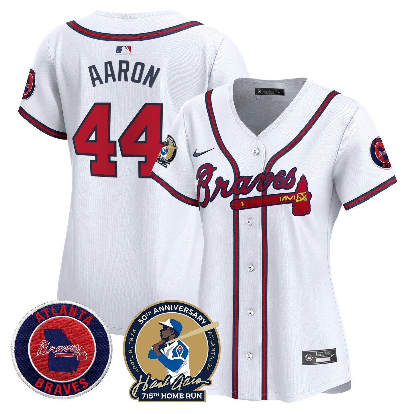 Camisa MLB Women’s Atlanta Hank Aaron 715th Home Run Patch Vapor Premier Limited Jersey