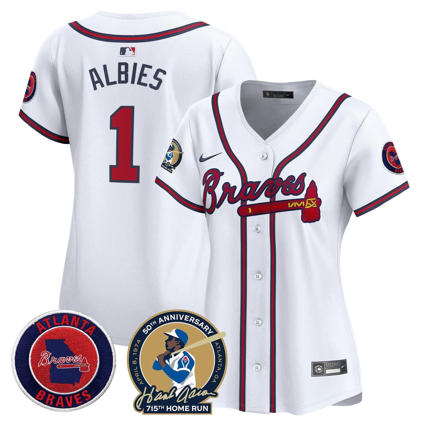Camisa MLB Women’s Atlanta Hank Aaron 715th Home Run Patch Vapor Premier Limited Jersey