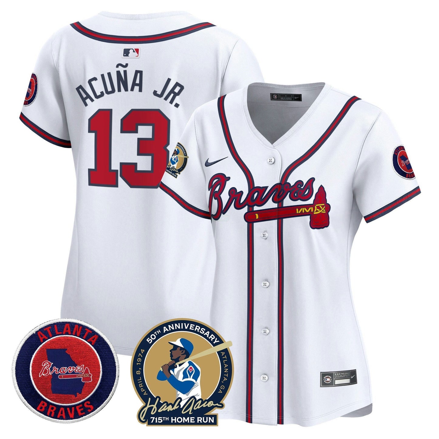 Camisa MLB Women’s Atlanta Hank Aaron 715th Home Run Patch Vapor Premier Limited Jersey