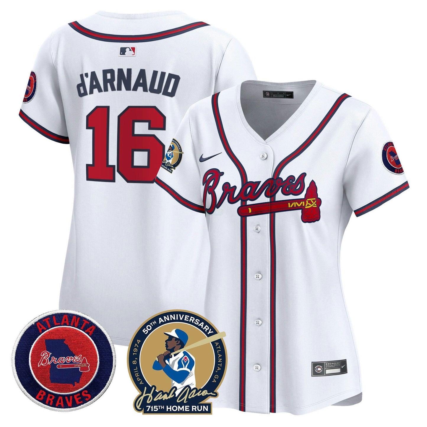 Camisa MLB Women’s Atlanta Hank Aaron 715th Home Run Patch Vapor Premier Limited Jersey