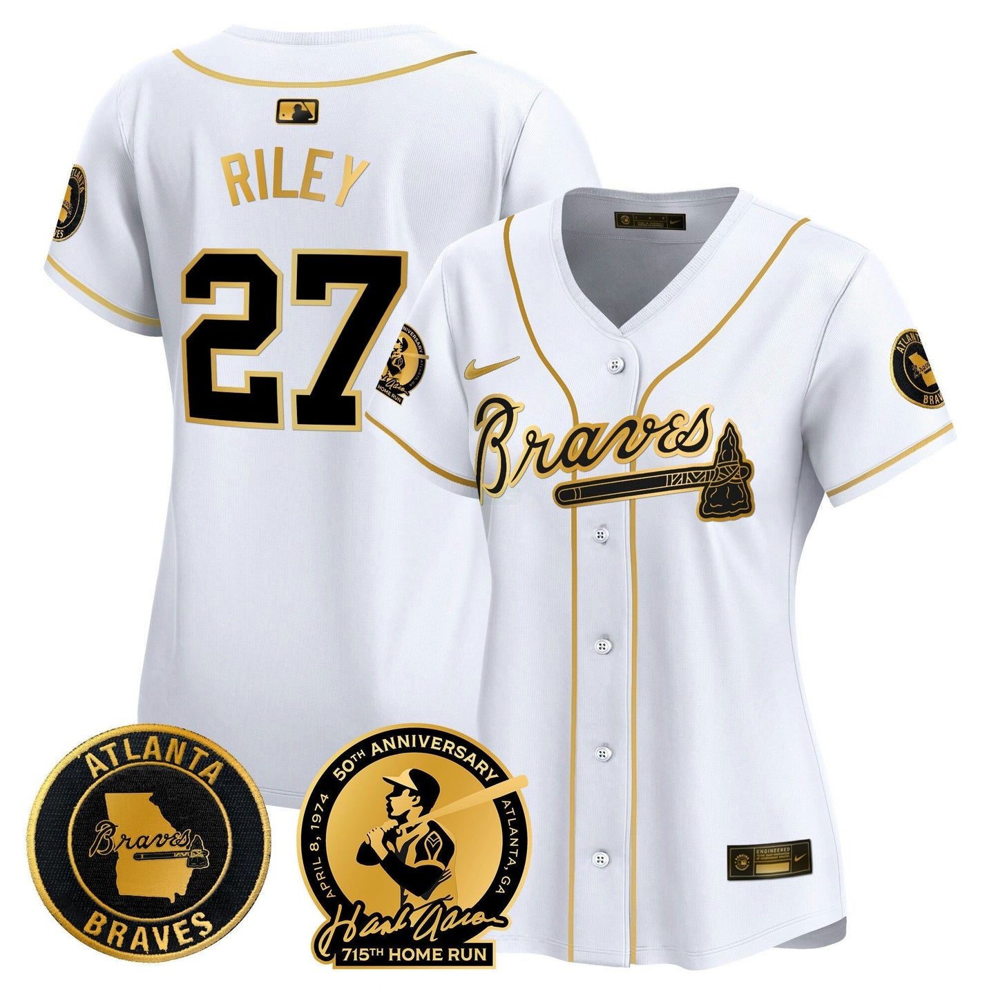 Camisa MLB Women’s Atlanta Hank Aaron 715th Home Run Patch Vapor Premier Limited Jersey