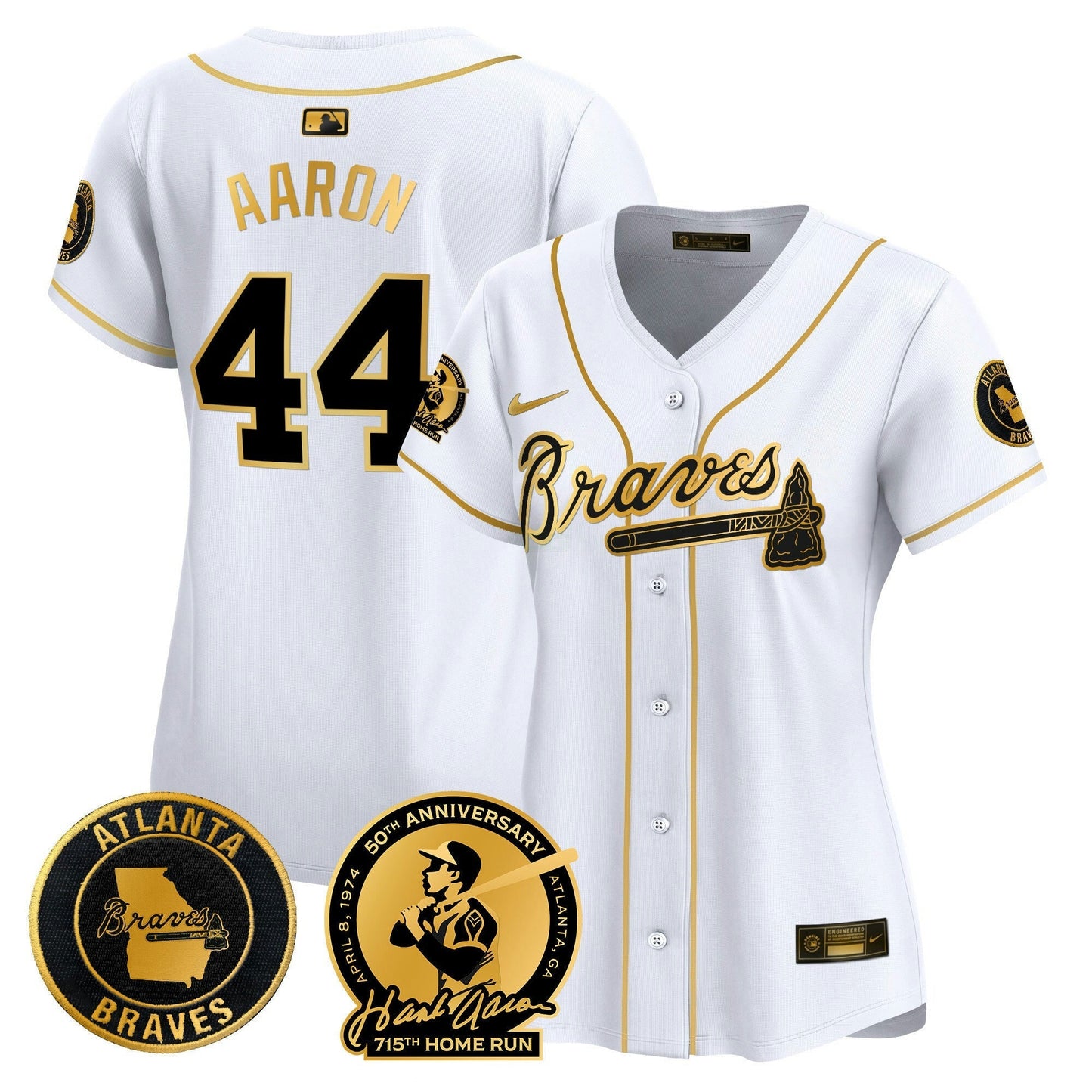 Camisa MLB Women’s Atlanta Hank Aaron 715th Home Run Patch Vapor Premier Limited Jersey