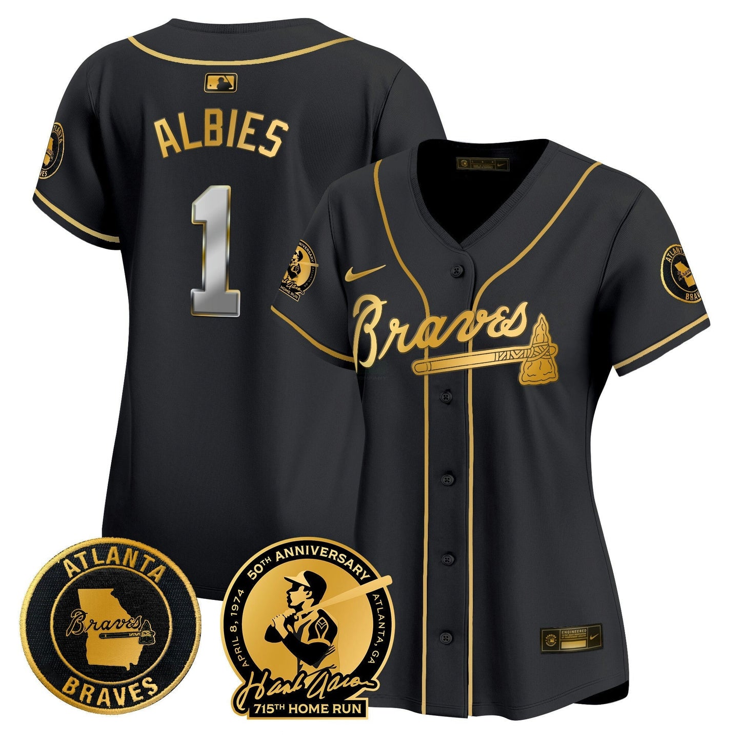 Camisa MLB Women’s Atlanta Hank Aaron 715th Home Run Patch Vapor Premier Limited Jersey