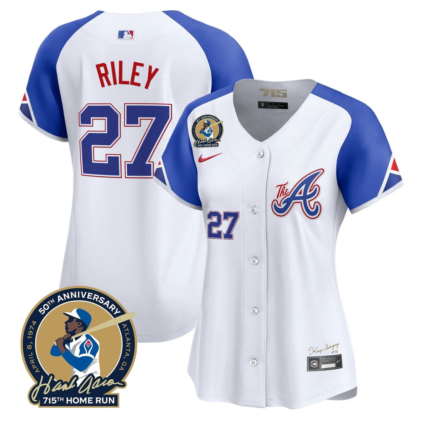Camisa MLB Women’s Atlanta Hank Aaron 715th Home Run Patch Vapor Premier Limited Jersey V2