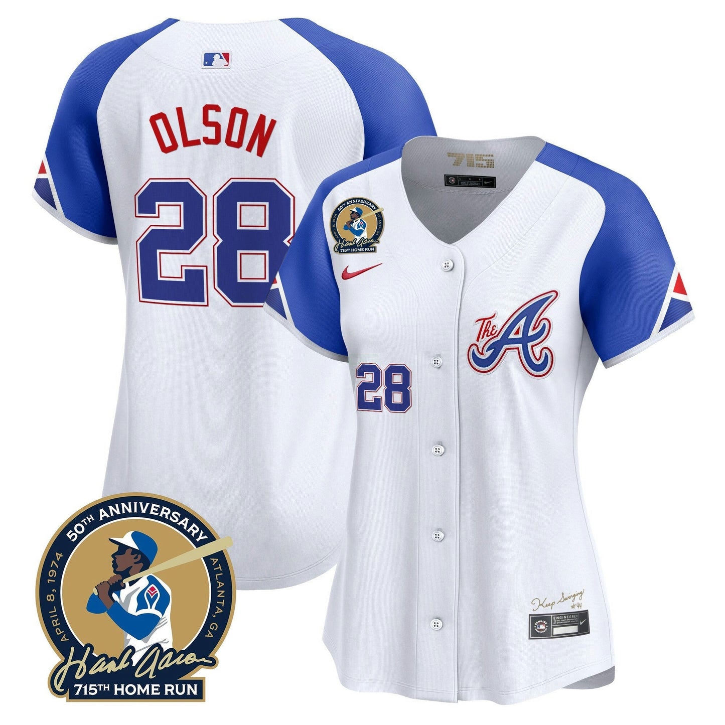 Camisa MLB Women’s Atlanta Hank Aaron 715th Home Run Patch Vapor Premier Limited Jersey V2