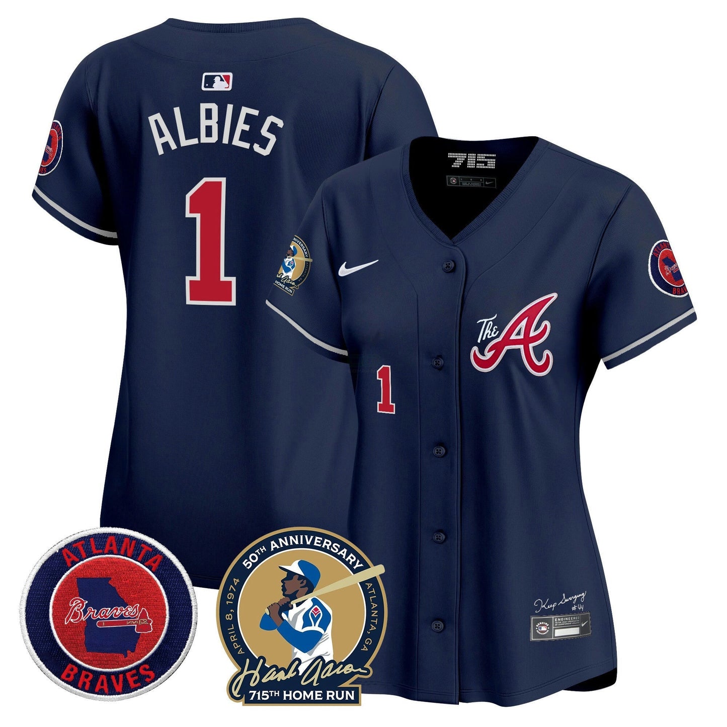 Camisa MLB Women’s Atlanta Hank Aaron 715th Home Run Patch Vapor Premier Limited Jersey V2
