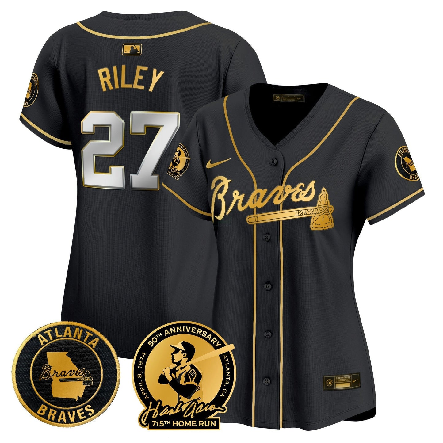 Camisa MLB Women’s Atlanta Hank Aaron 715th Home Run Patch Vapor Premier Limited Jersey
