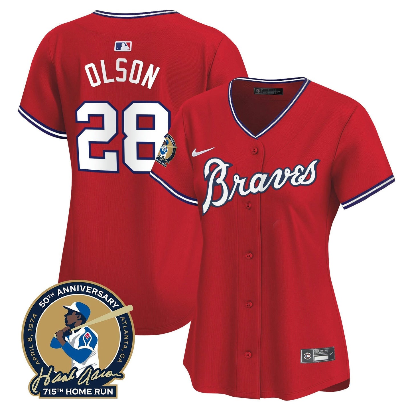 Camisa MLB Women’s Atlanta Throwback 1974 – 1982 Vapor Premier Limited Jersey