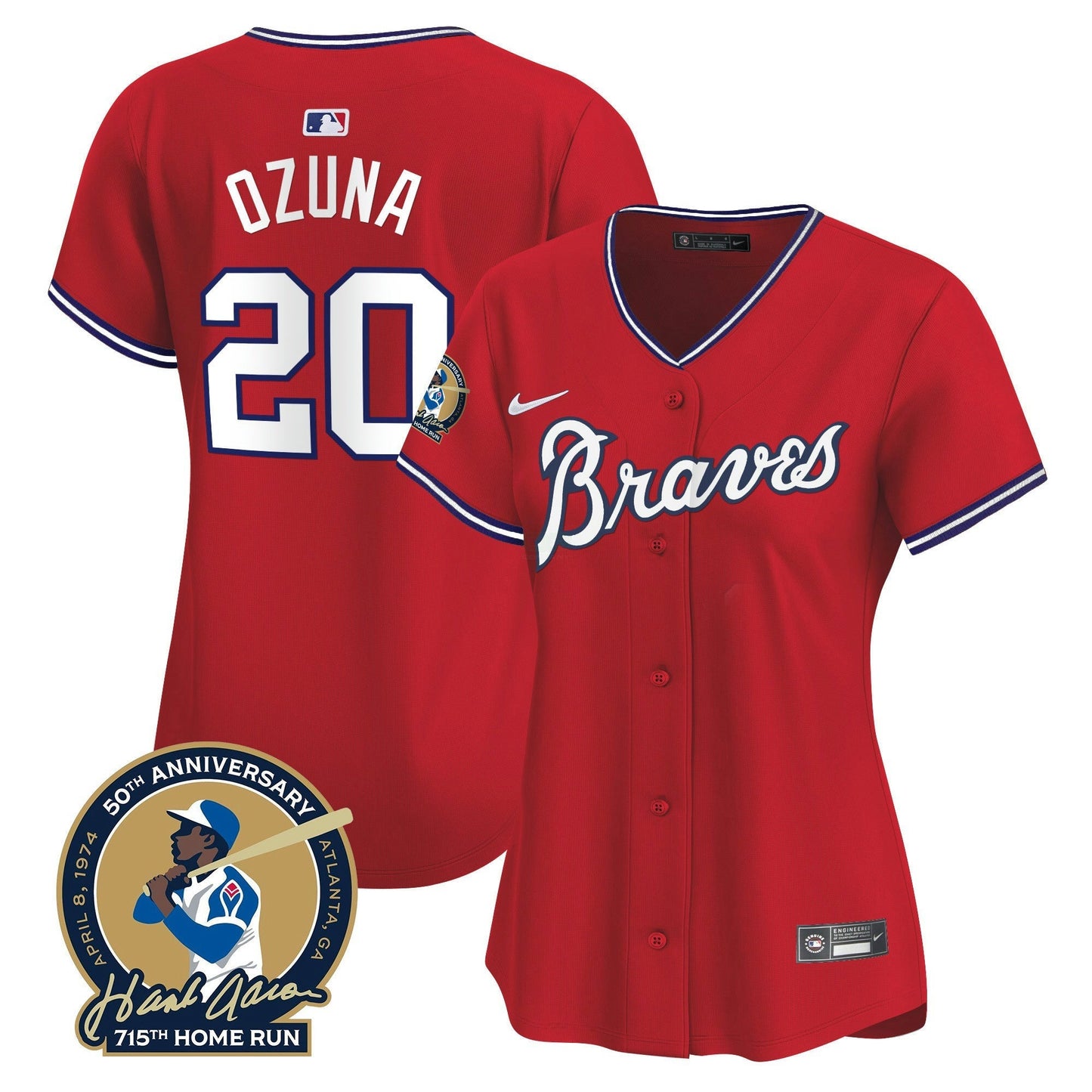 Camisa MLB Women’s Atlanta Throwback 1974 – 1982 Vapor Premier Limited Jersey