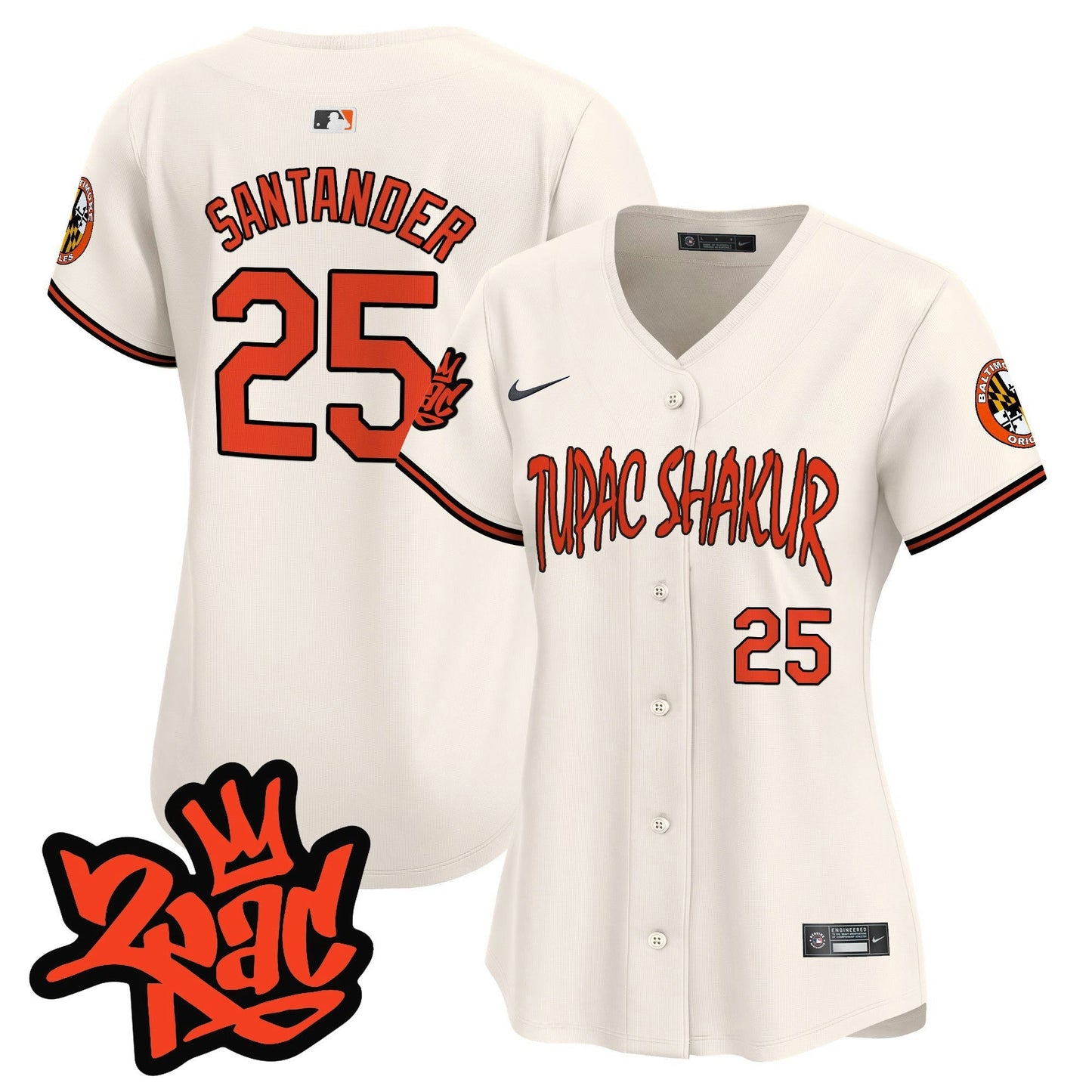 Camisa MLB Women’s Baltimore Tupac Shakur Vapor Premier Limited Jersey