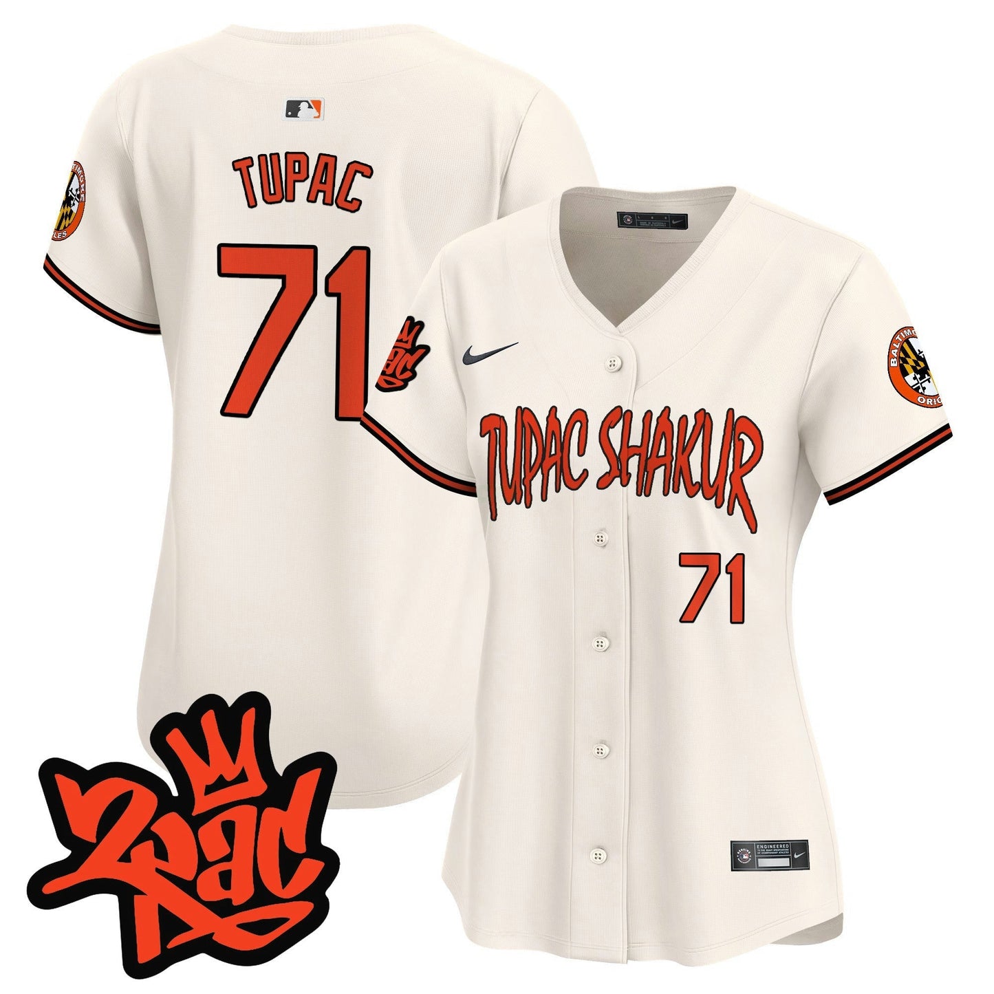 Camisa MLB Women’s Baltimore Tupac Shakur Vapor Premier Limited Jersey