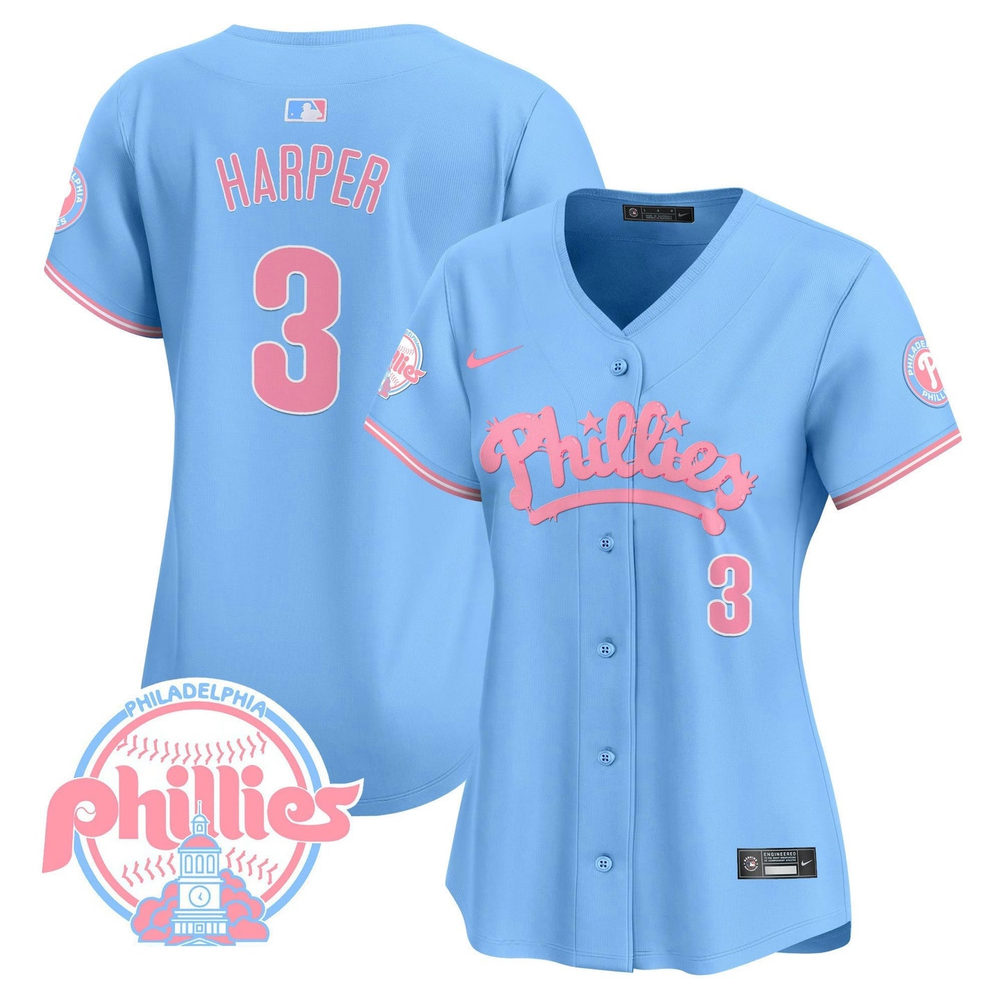 Camisa MLB Philadelphia Phillies Women’s Bubblegum Pink Vapor Premier Limited Jersey