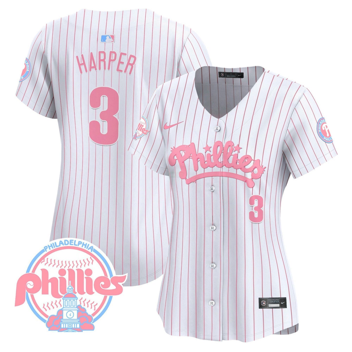 Camisa MLB Philadelphia Phillies Women’s Bubblegum Pink Vapor Premier Limited Jersey