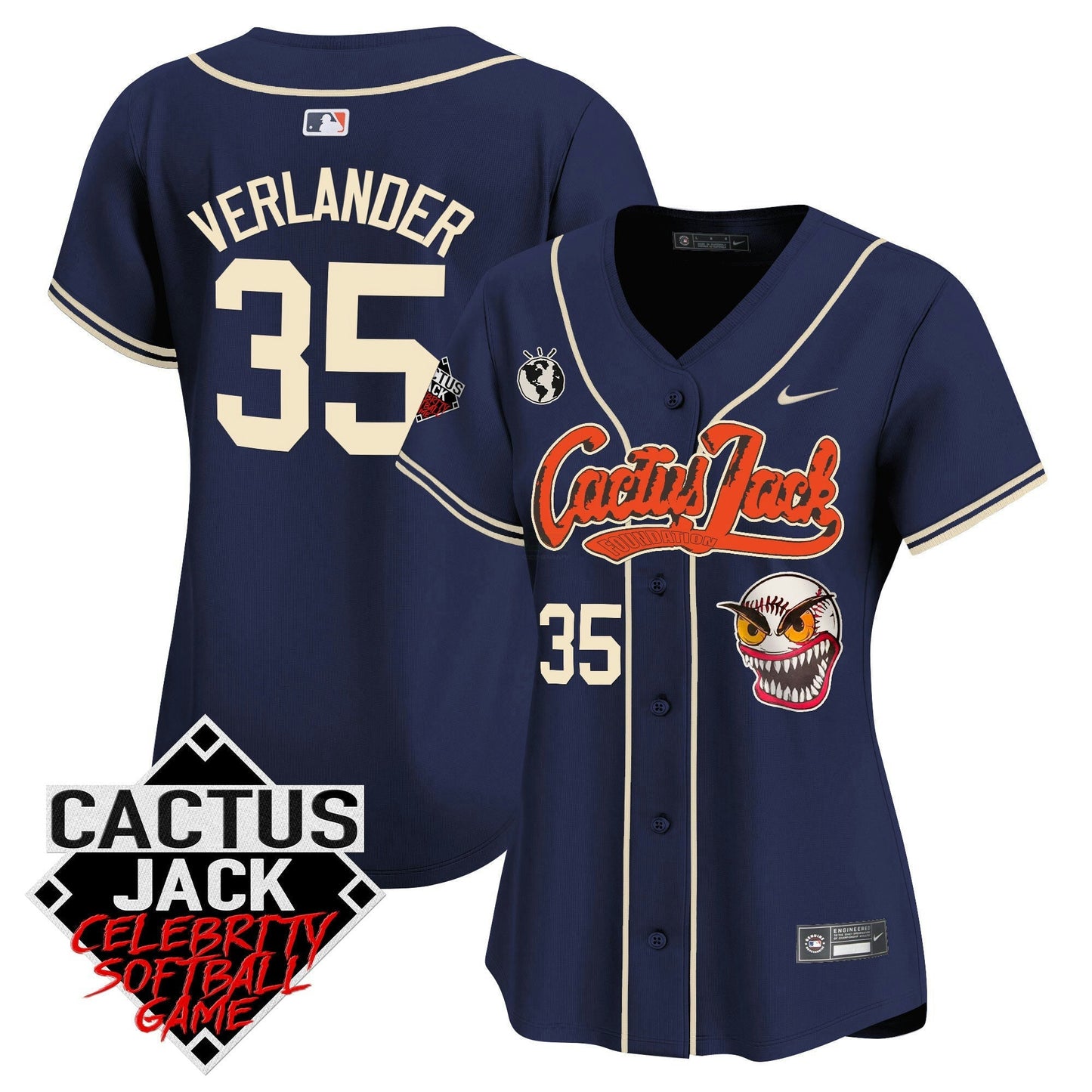 Camisa MLB Women’s Cactus Jack Celebrity Softball Game Patch Vapor Premier Limited Jersey
