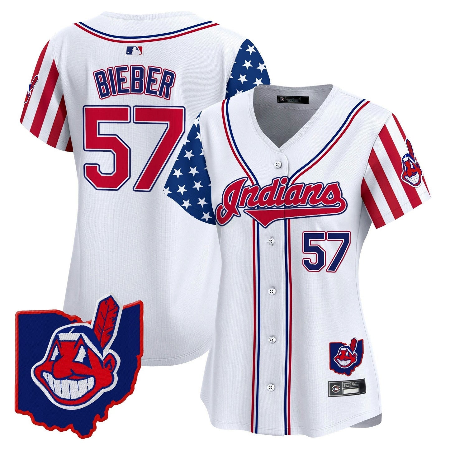 Camisa MLB Women’s Cleveland Indians 2025 Independence Day Vapor Premier Limited Jersey