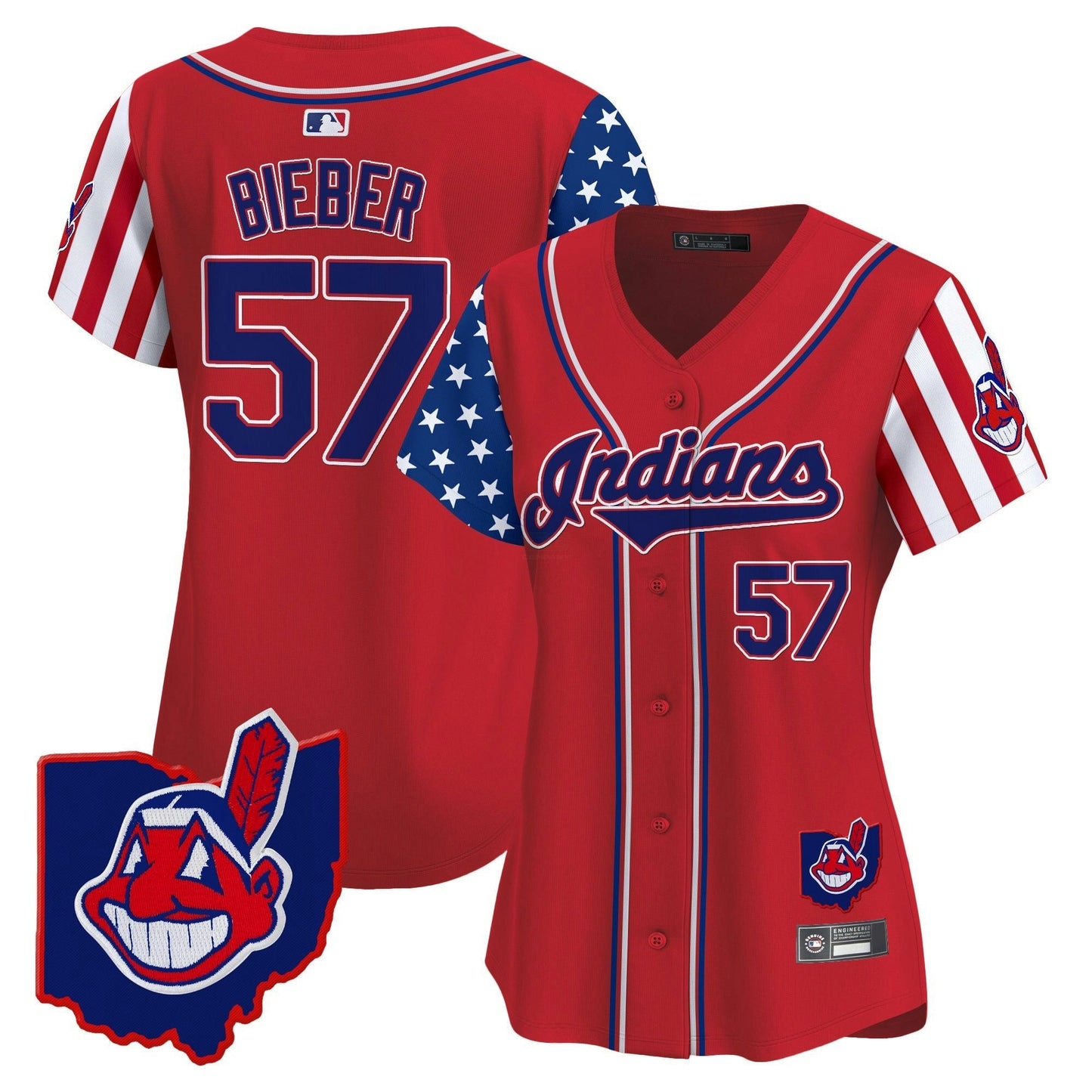 Camisa MLB Women’s Cleveland Indians 2025 Independence Day Vapor Premier Limited Jersey