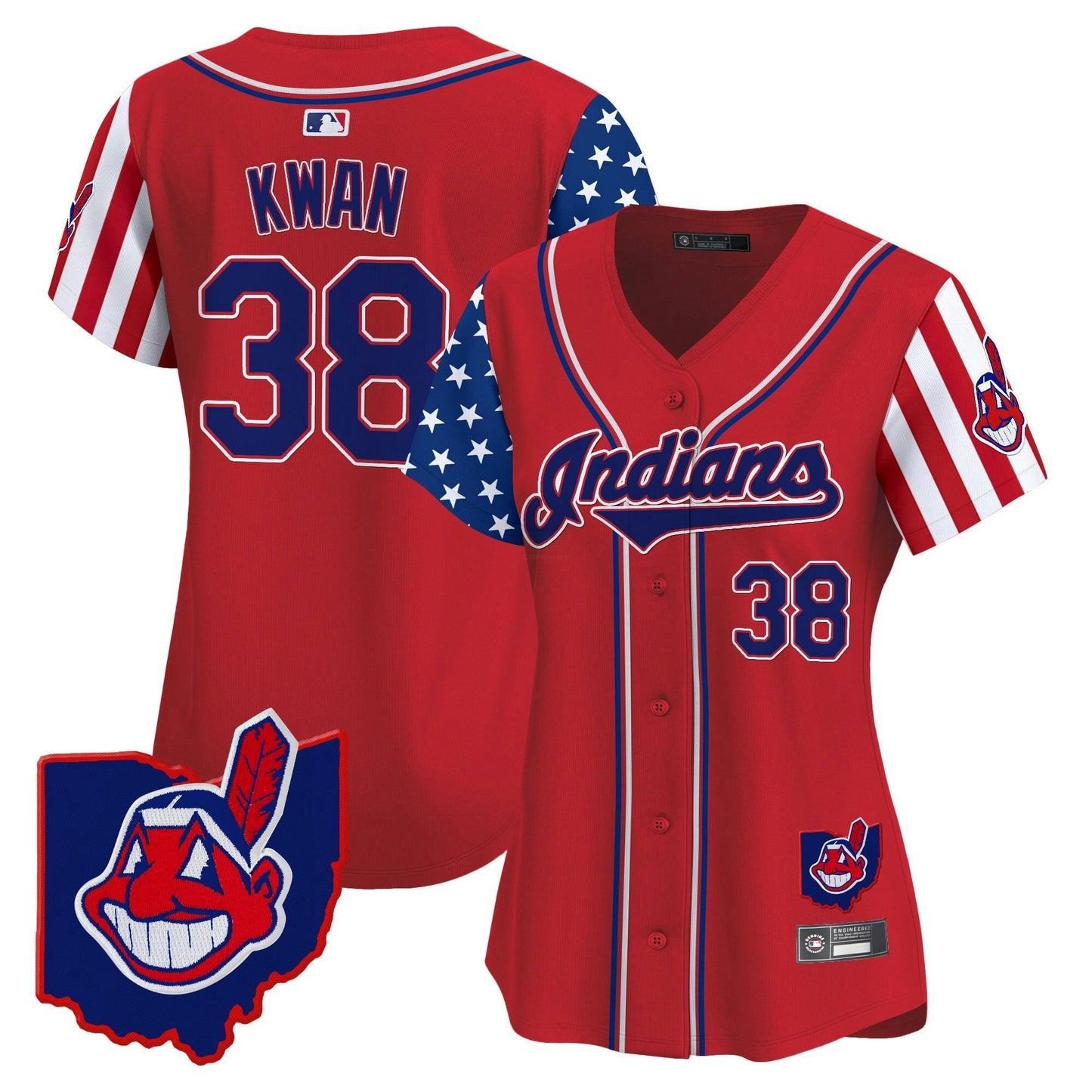 Camisa MLB Women’s Cleveland Indians 2025 Independence Day Vapor Premier Limited Jersey