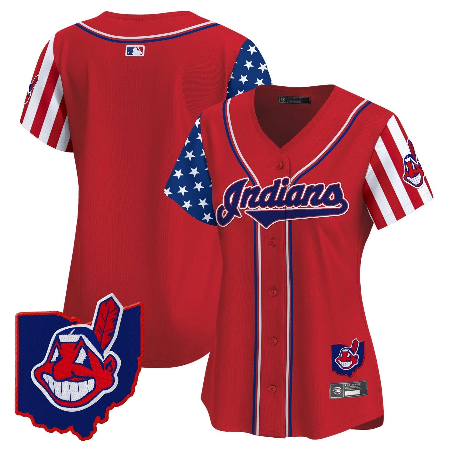 Camisa MLB Women’s Cleveland Indians 2025 Independence Day Vapor Premier Limited Jersey