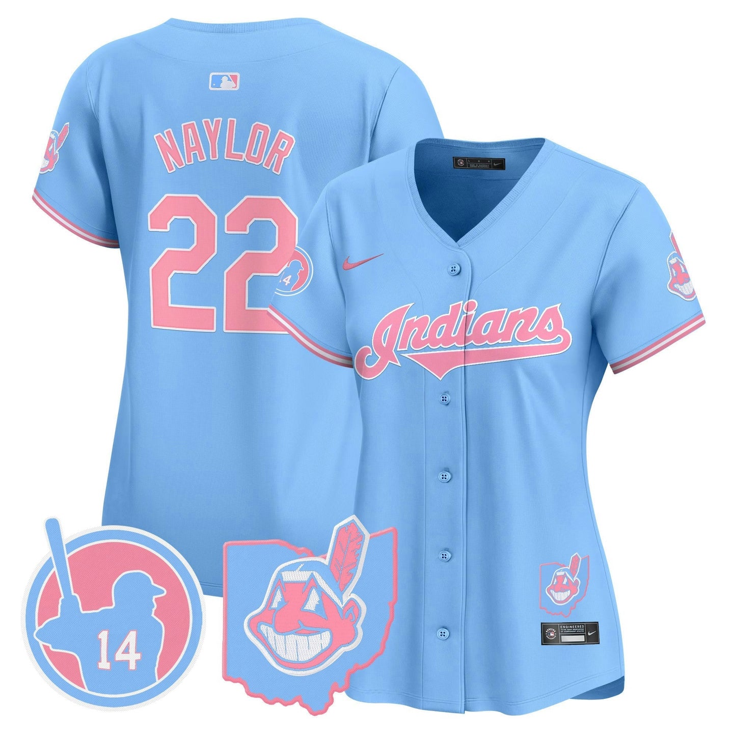 Camisa MLB Women’s Cleveland Indians Larry Doby Bubblegum Pink Vapor Premier Limited Jersey