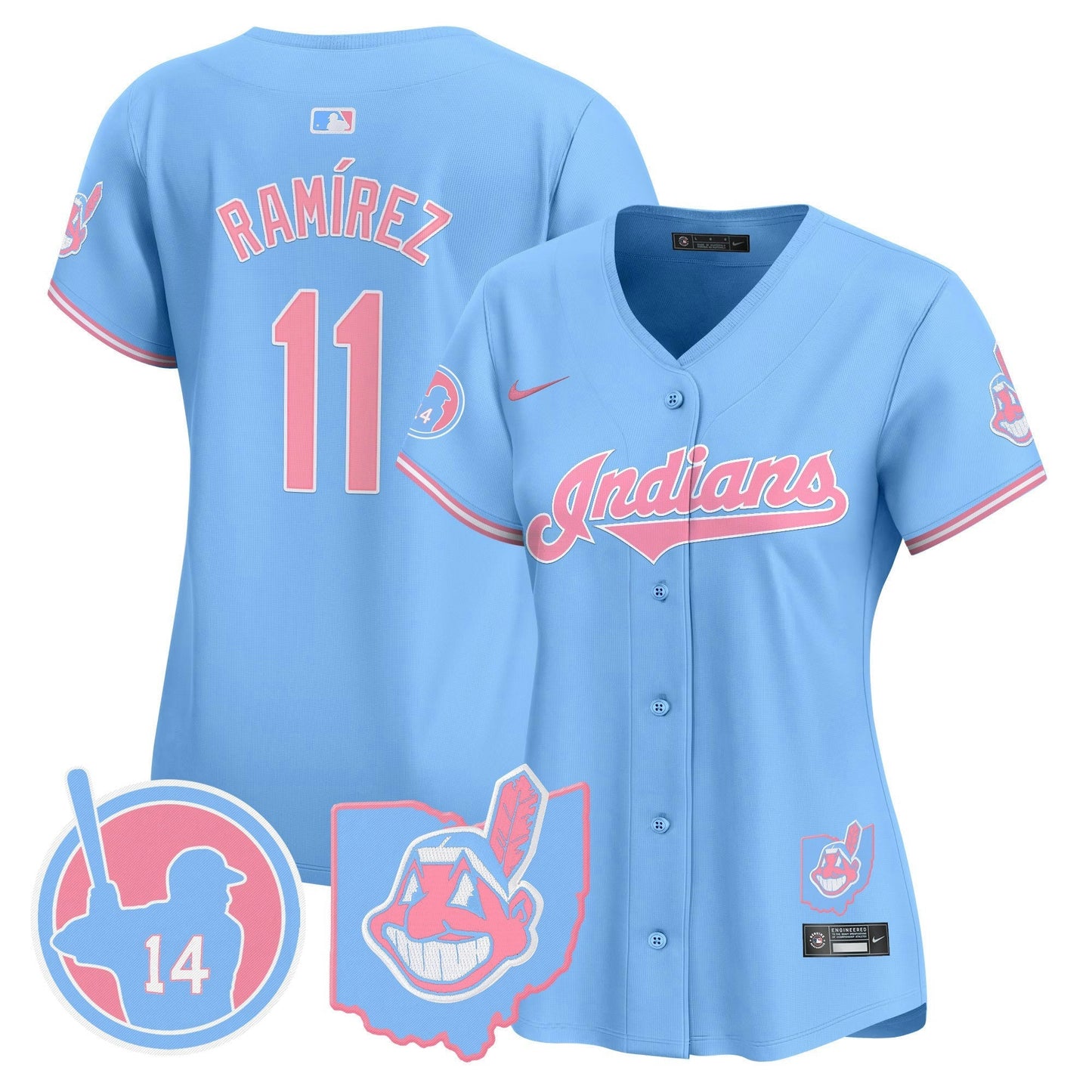 Camisa MLB Women’s Cleveland Indians Larry Doby Bubblegum Pink Vapor Premier Limited Jersey