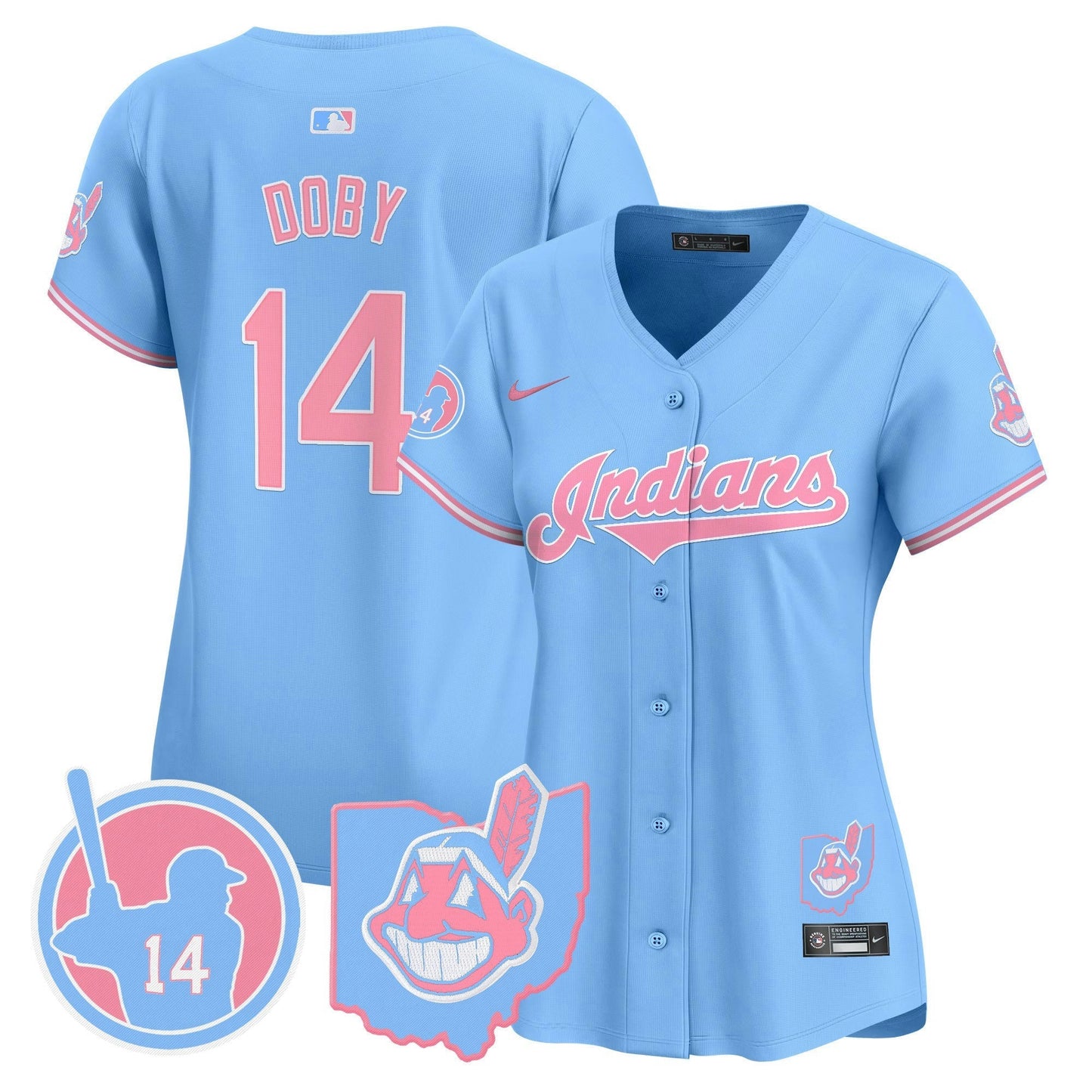 Camisa MLB Women’s Cleveland Indians Larry Doby Bubblegum Pink Vapor Premier Limited Jersey