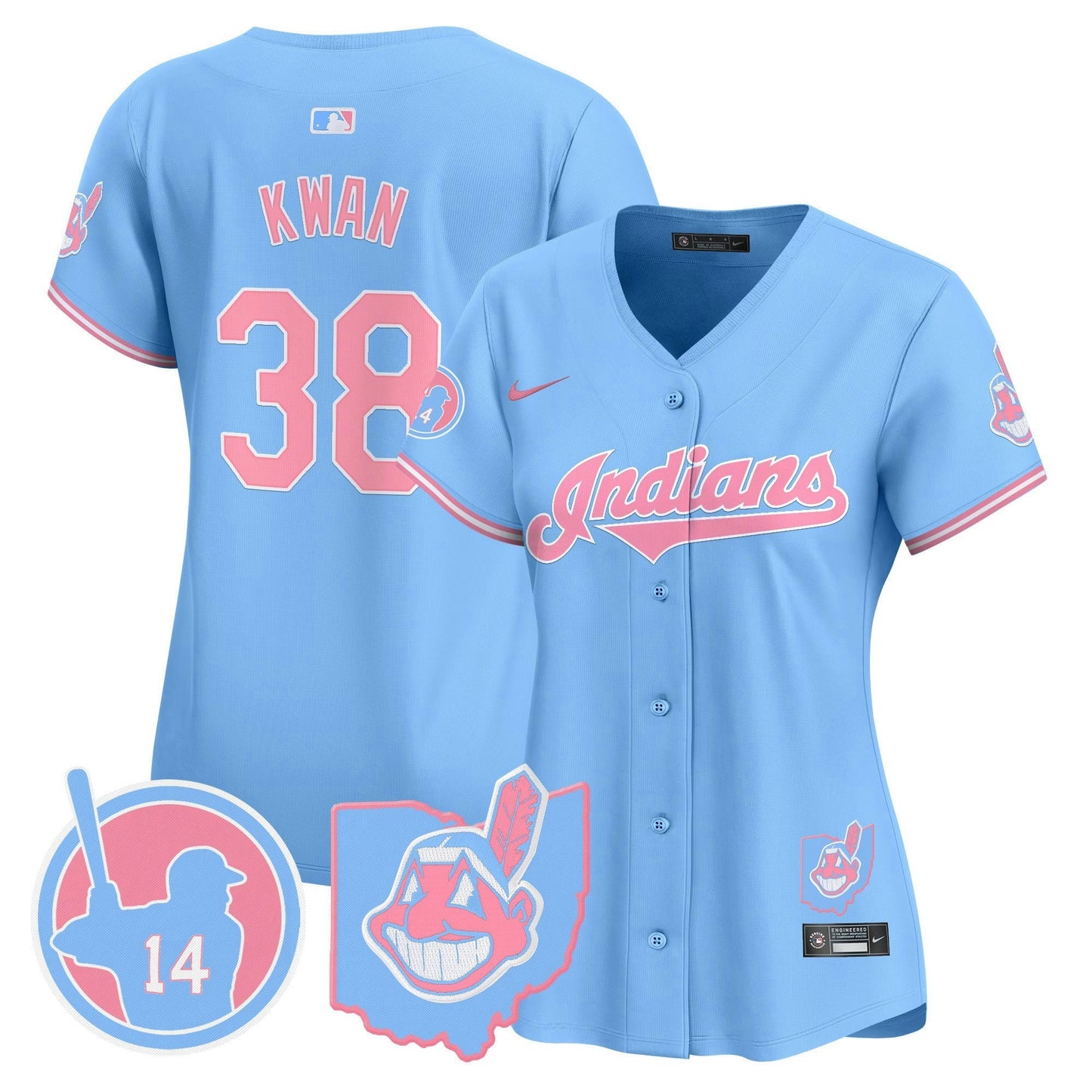 Camisa MLB Women’s Cleveland Indians Larry Doby Bubblegum Pink Vapor Premier Limited Jersey