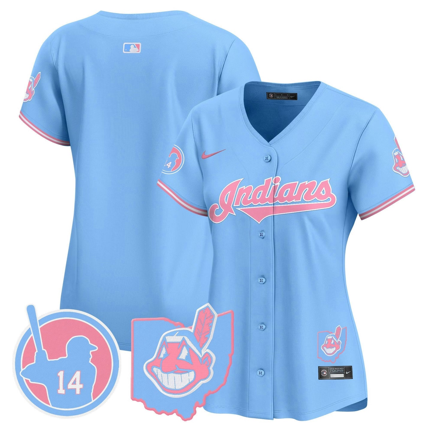 Camisa MLB Women’s Cleveland Indians Larry Doby Bubblegum Pink Vapor Premier Limited Jersey