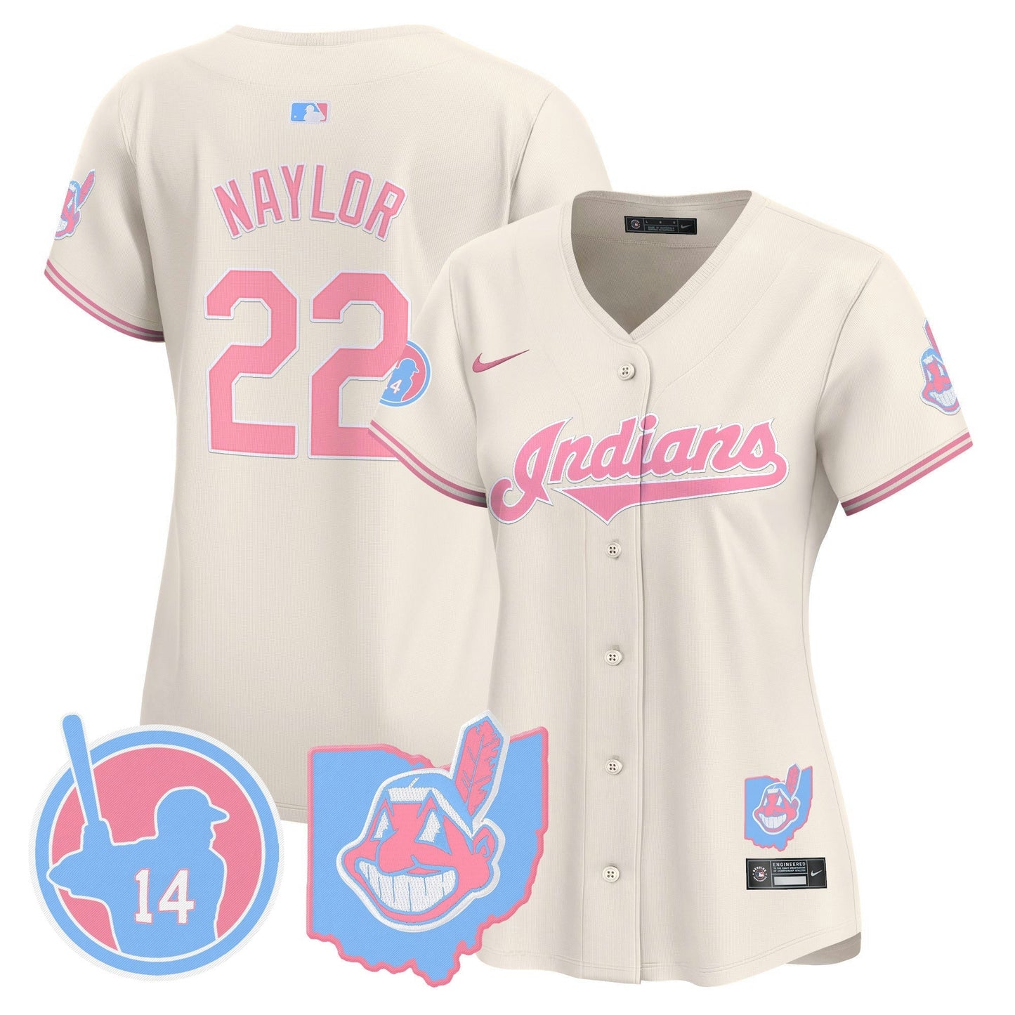 Camisa MLB Women’s Cleveland Indians Larry Doby Bubblegum Pink Vapor Premier Limited Jersey