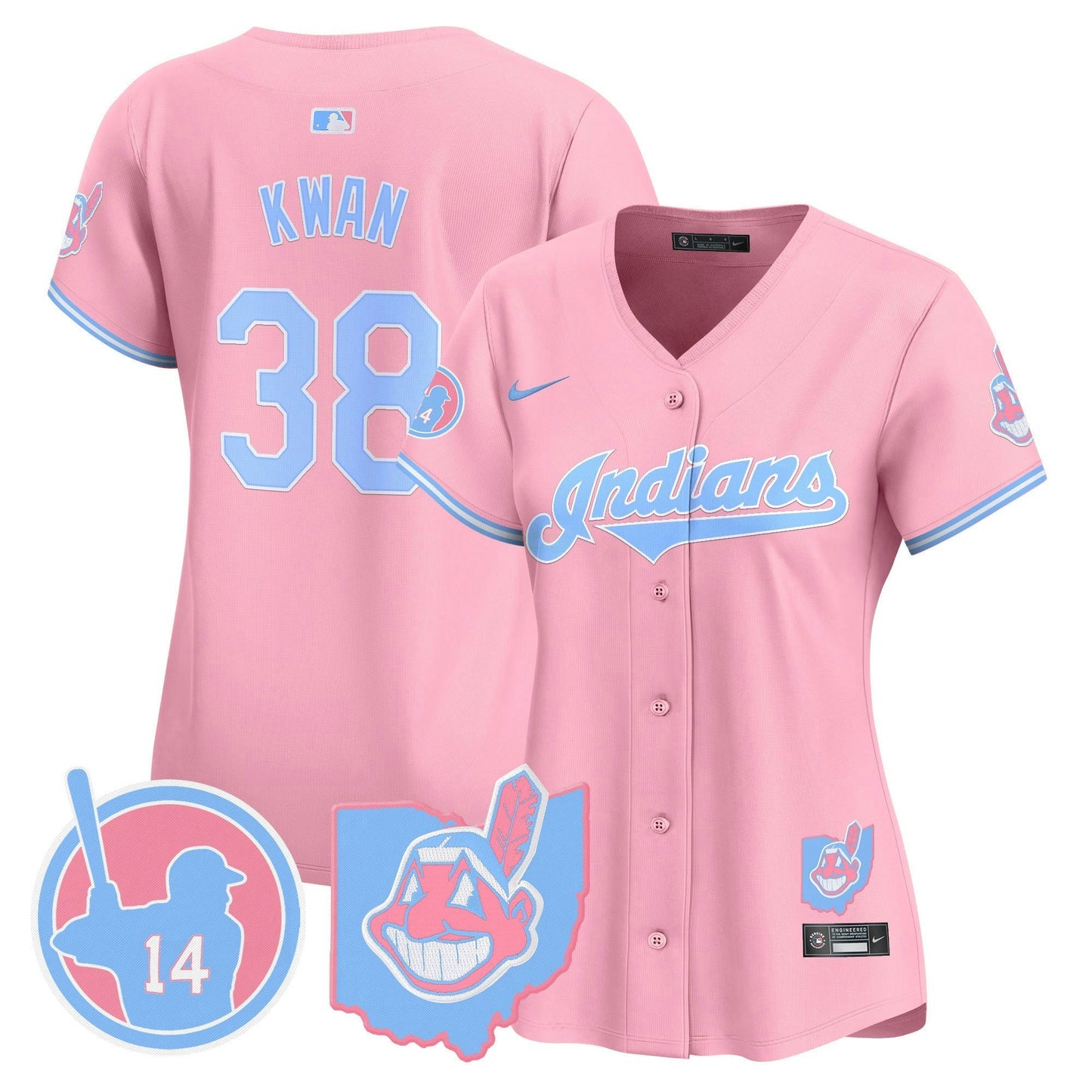 Camisa MLB Women’s Cleveland Indians Larry Doby Bubblegum Pink Vapor Premier Limited Jersey