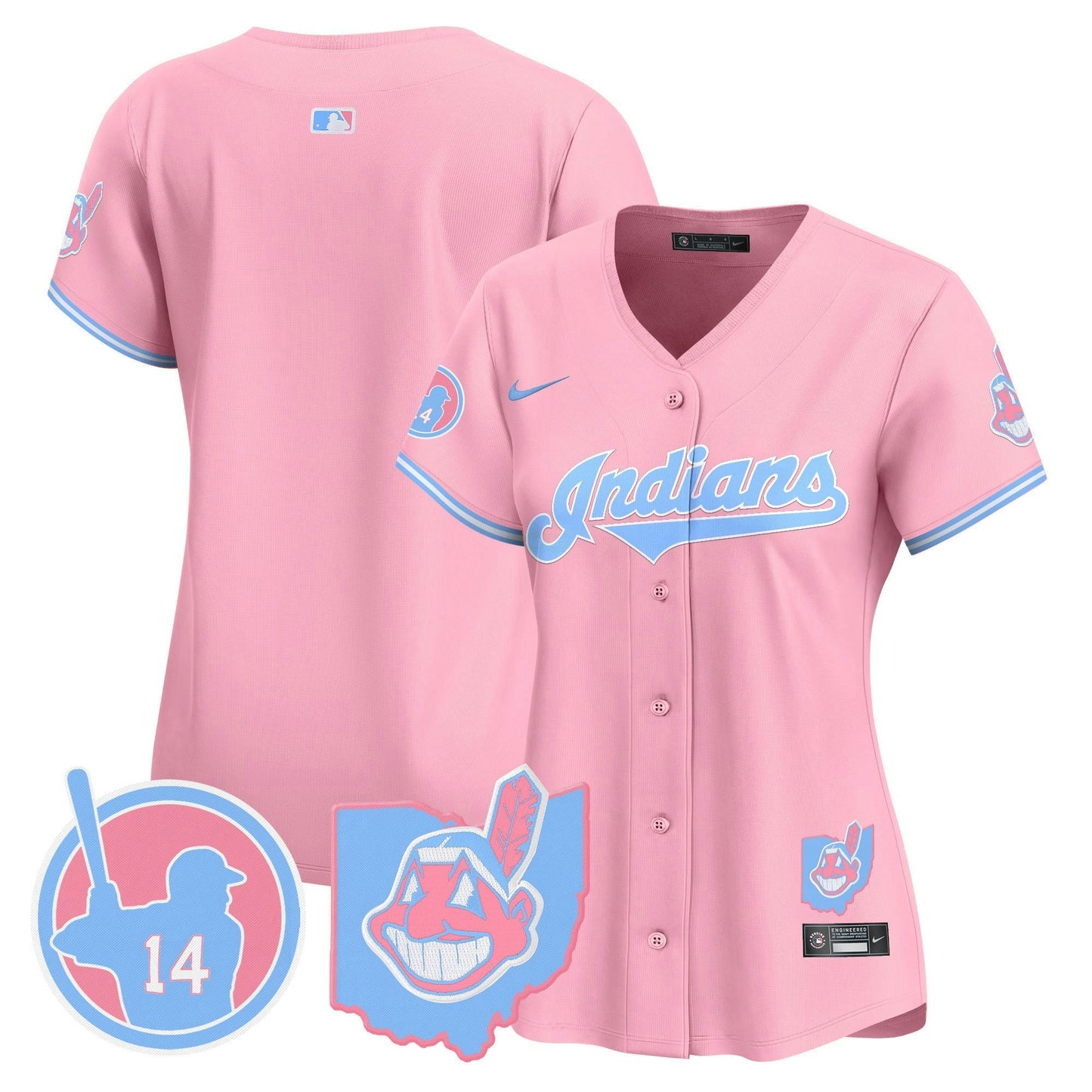 Camisa MLB Women’s Cleveland Indians Larry Doby Bubblegum Pink Vapor Premier Limited Jersey
