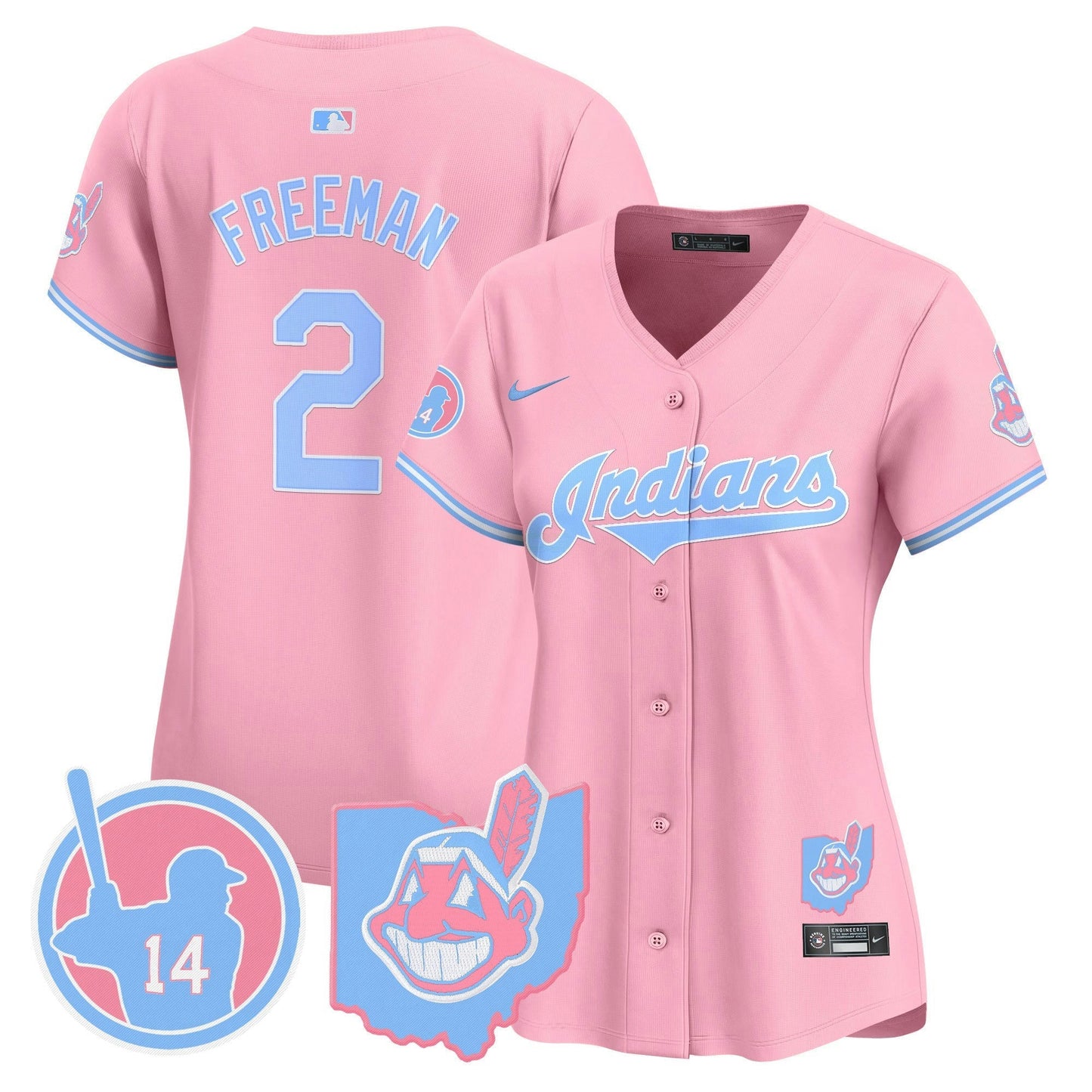 Camisa MLB Women’s Cleveland Indians Larry Doby Bubblegum Pink Vapor Premier Limited Jersey