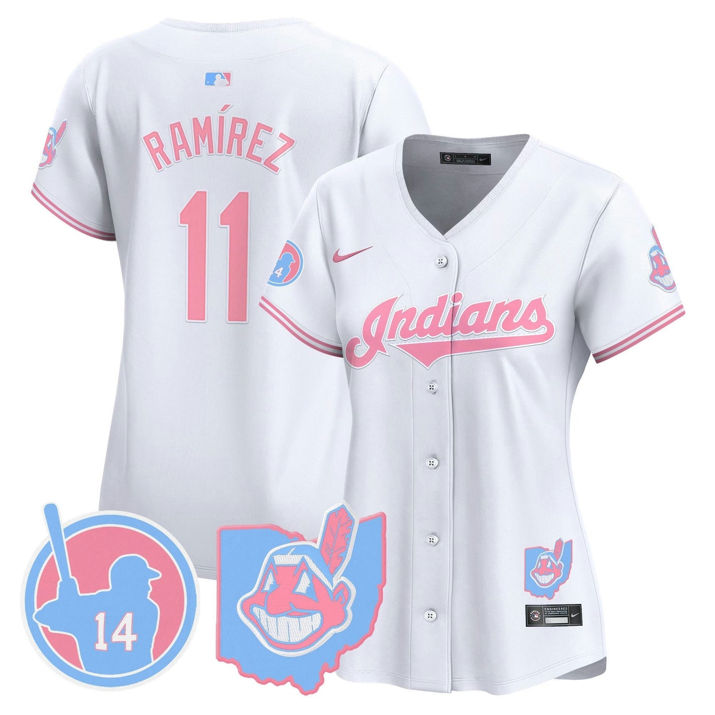 Camisa MLB Women’s Cleveland Indians Larry Doby Bubblegum Pink Vapor Premier Limited Jersey