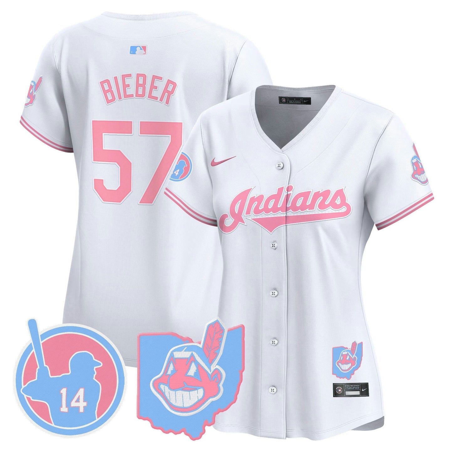 Camisa MLB Women’s Cleveland Indians Larry Doby Bubblegum Pink Vapor Premier Limited Jersey