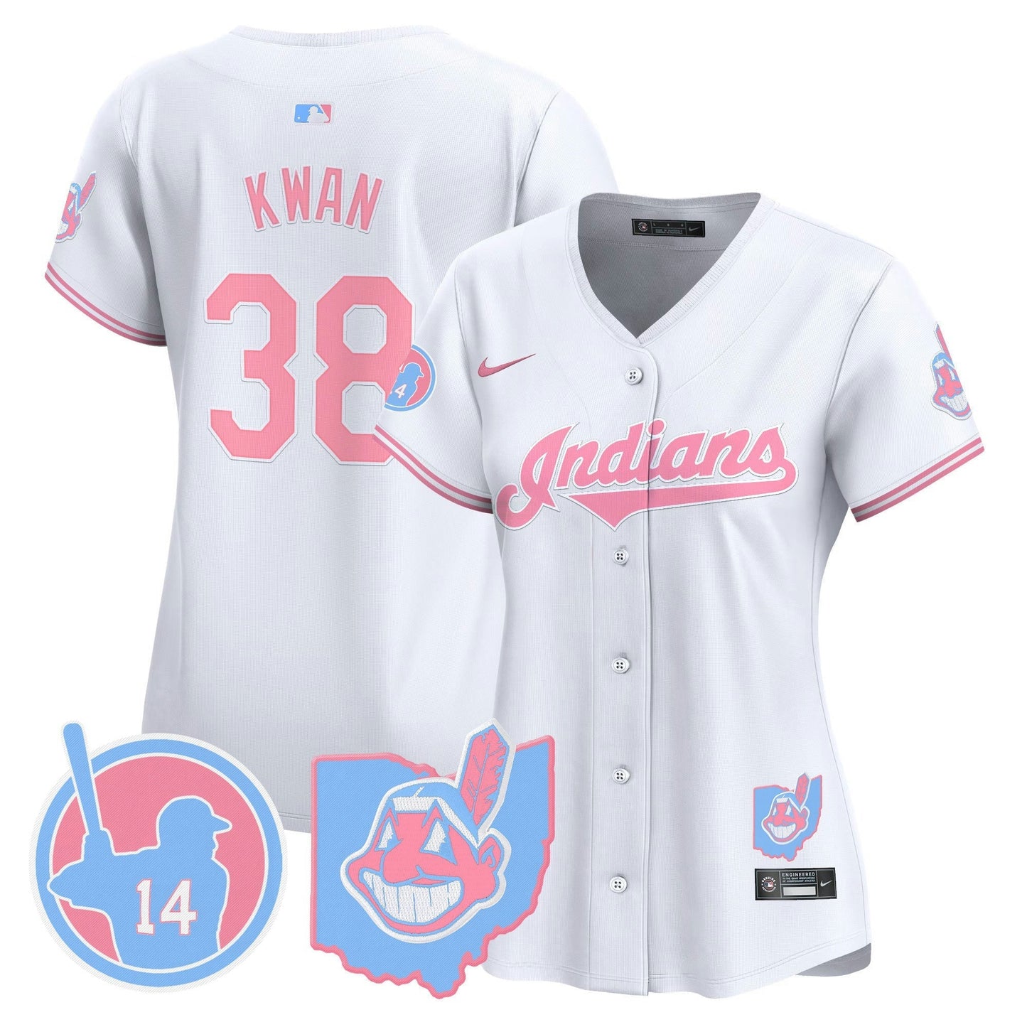 Camisa MLB Women’s Cleveland Indians Larry Doby Bubblegum Pink Vapor Premier Limited Jersey
