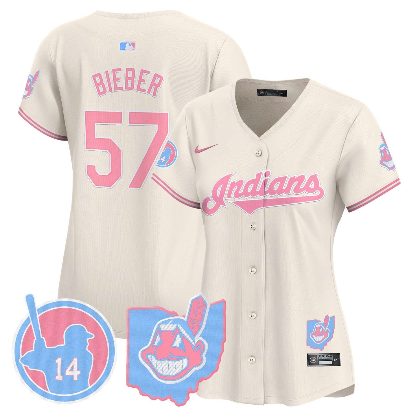 Camisa MLB Women’s Cleveland Indians Larry Doby Bubblegum Pink Vapor Premier Limited Jersey