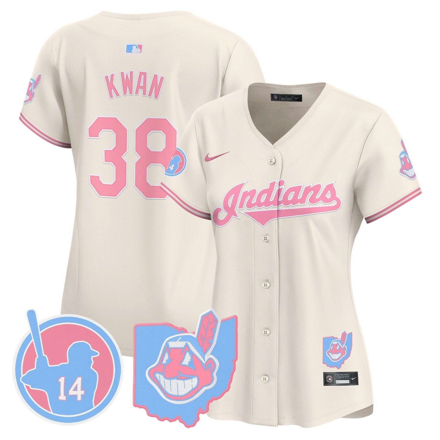 Camisa MLB Women’s Cleveland Indians Larry Doby Bubblegum Pink Vapor Premier Limited Jersey