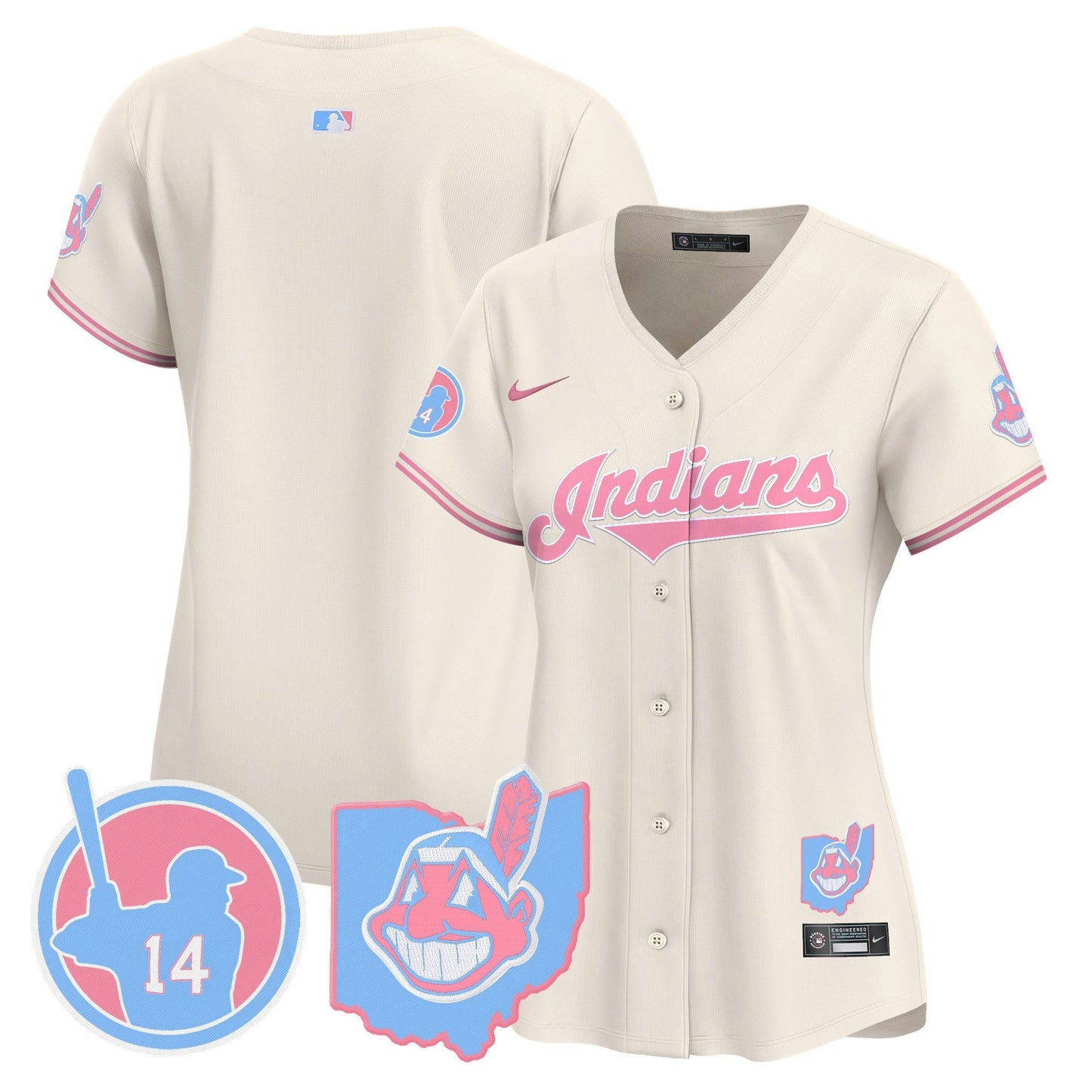 Camisa MLB Women’s Cleveland Indians Larry Doby Bubblegum Pink Vapor Premier Limited Jersey