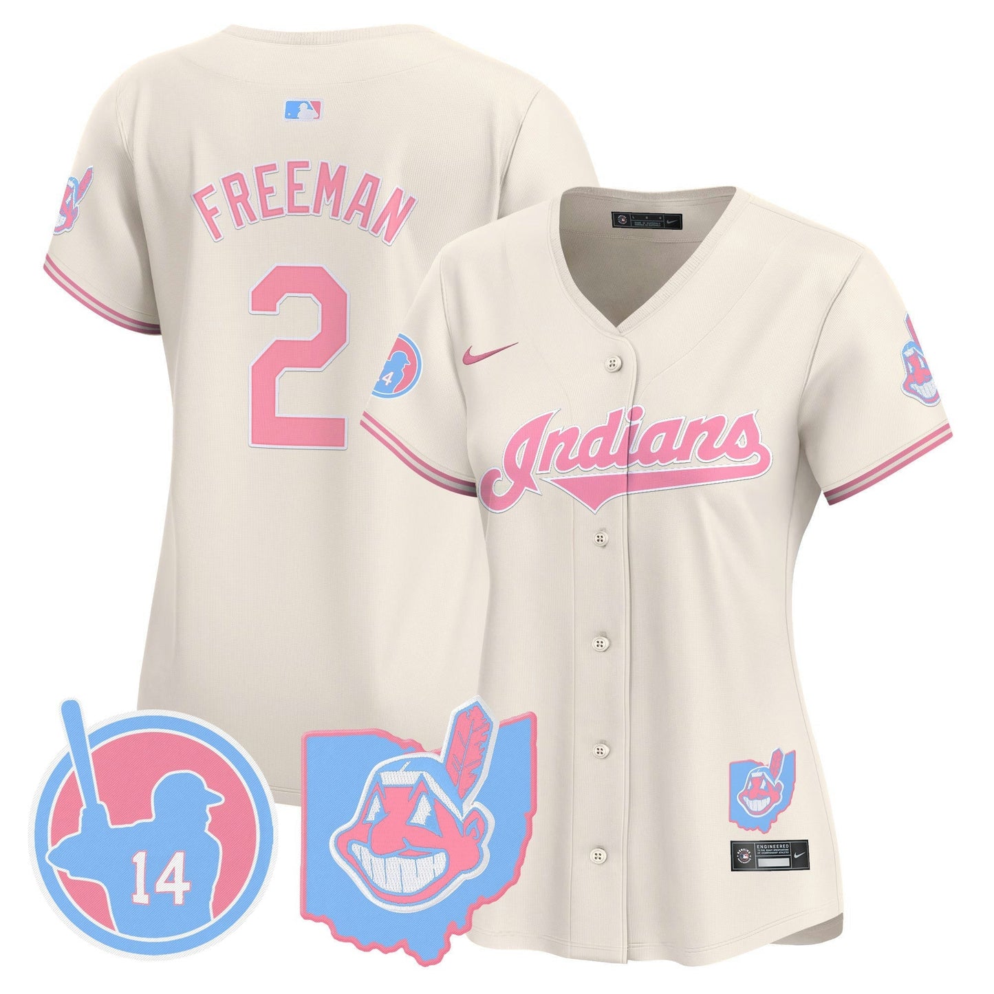 Camisa MLB Women’s Cleveland Indians Larry Doby Bubblegum Pink Vapor Premier Limited Jersey