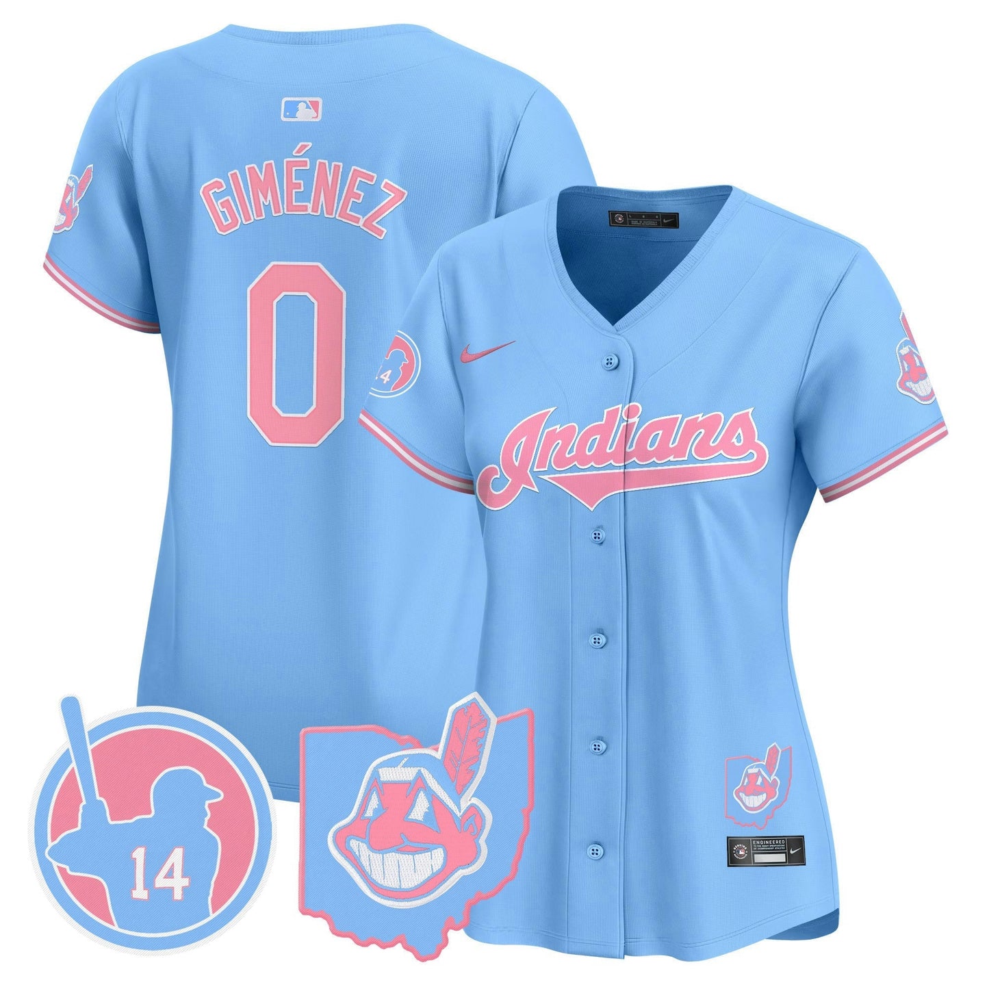 Camisa MLB Women’s Cleveland Indians Larry Doby Bubblegum Pink Vapor Premier Limited Jersey