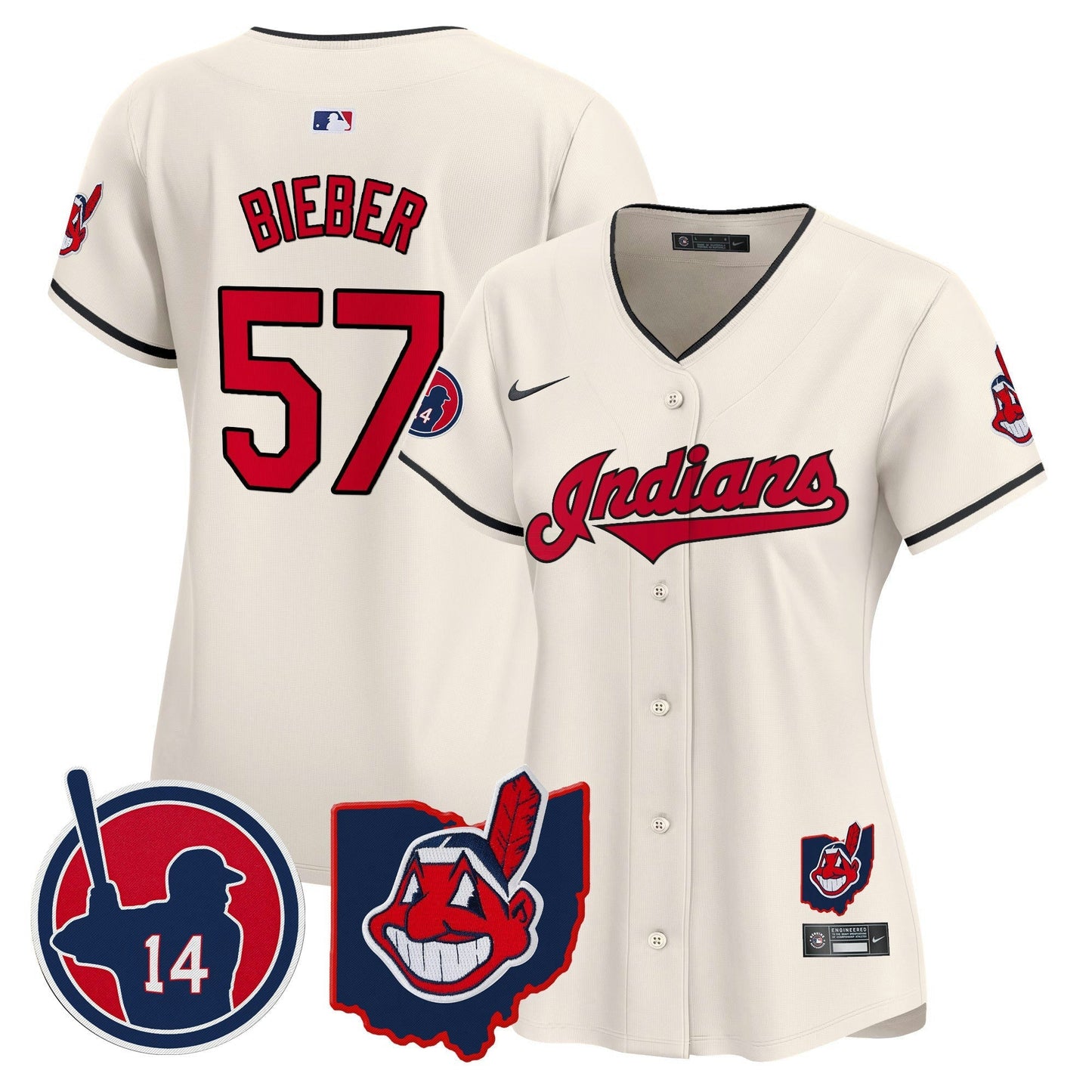 Camisa MLB Women’s Cleveland Indians Larry Doby Patch Vapor Premier Limited Jersey