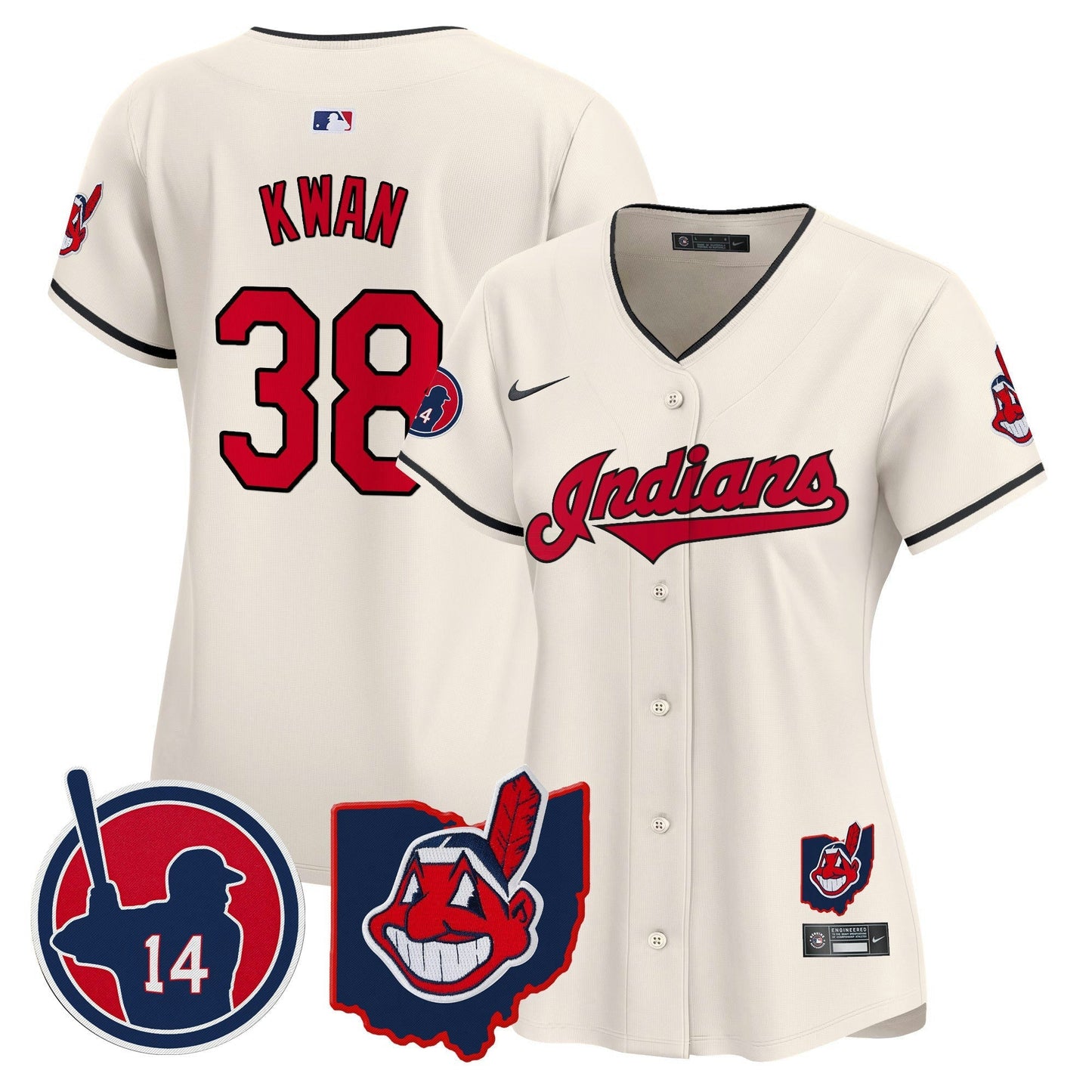 Camisa MLB Women’s Cleveland Indians Larry Doby Patch Vapor Premier Limited Jersey