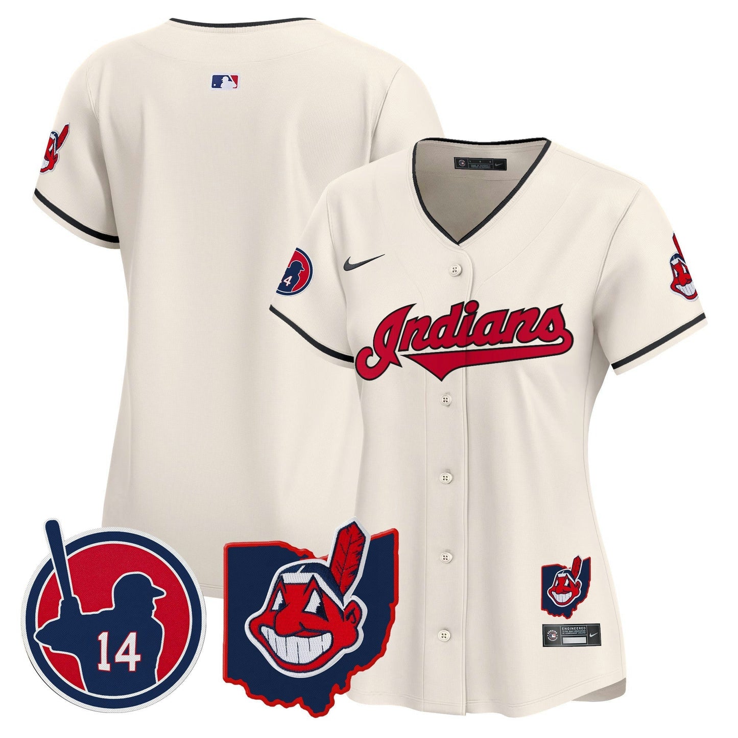 Camisa MLB Women’s Cleveland Indians Larry Doby Patch Vapor Premier Limited Jersey