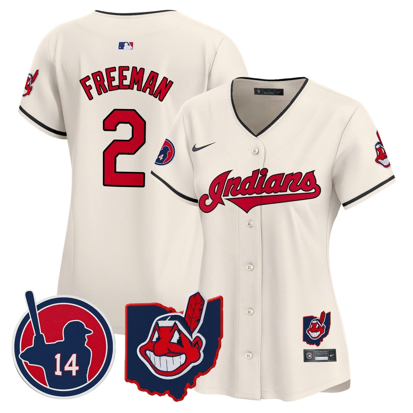 Camisa MLB Women’s Cleveland Indians Larry Doby Patch Vapor Premier Limited Jersey