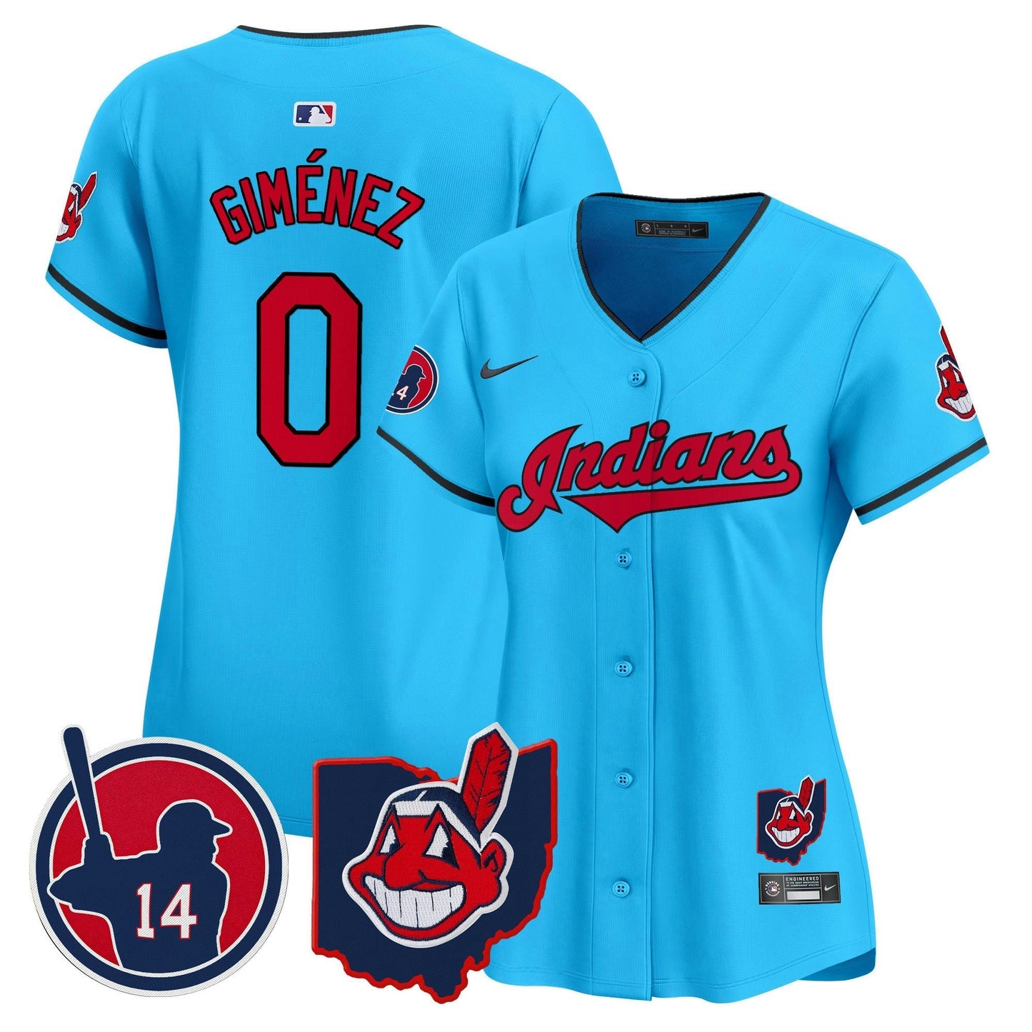 Camisa MLB Women’s Cleveland Indians Larry Doby Patch Vapor Premier Limited Jersey