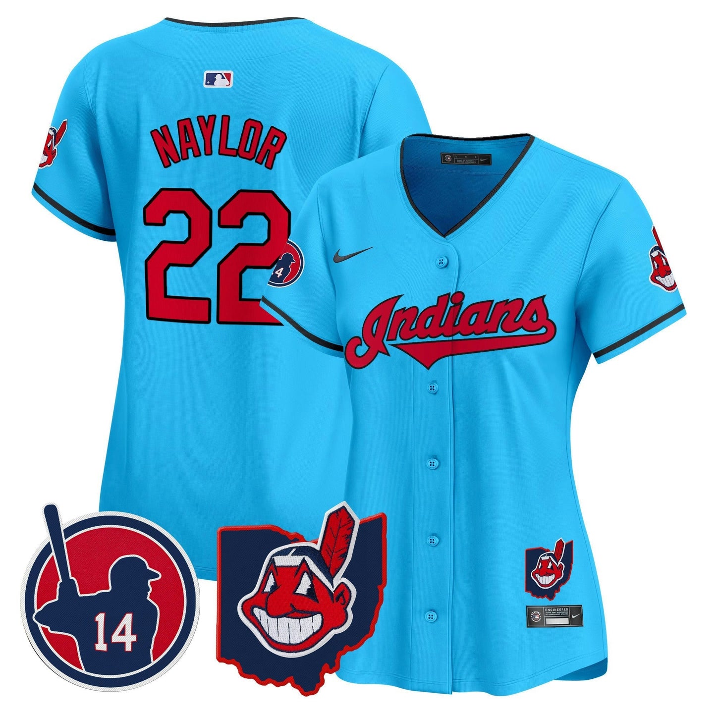Camisa MLB Women’s Cleveland Indians Larry Doby Patch Vapor Premier Limited Jersey