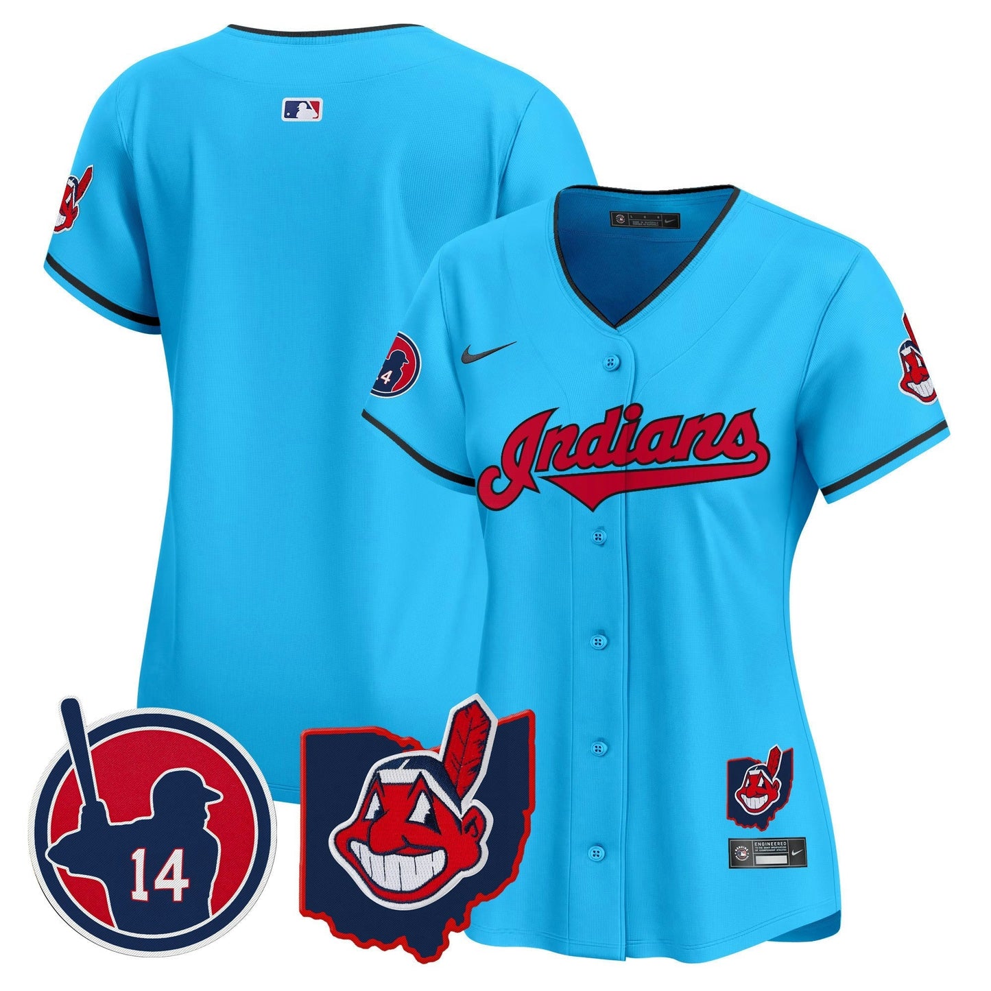 Camisa MLB Women’s Cleveland Indians Larry Doby Patch Vapor Premier Limited Jersey
